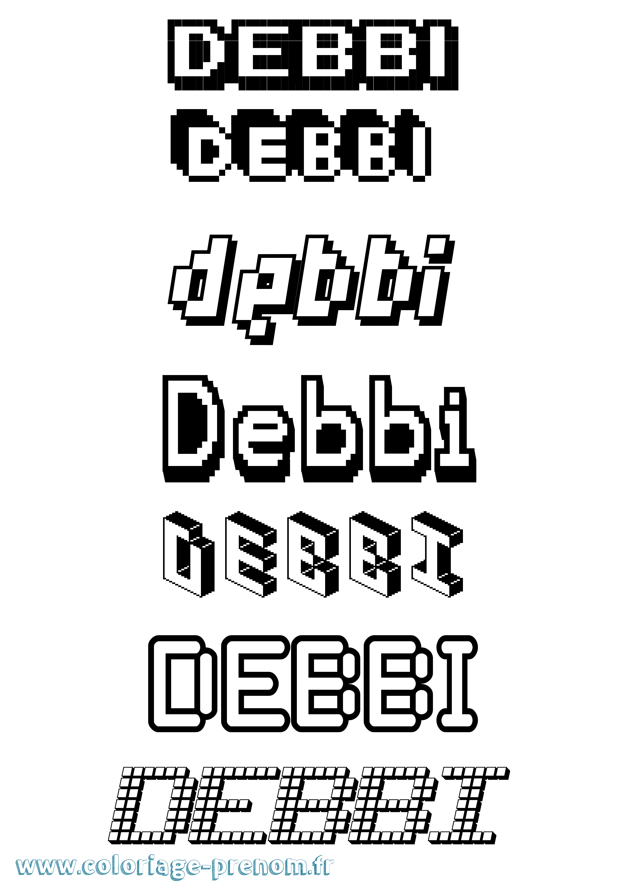 Coloriage Debbi Pixel Coloriage prénom Debbi Pixel