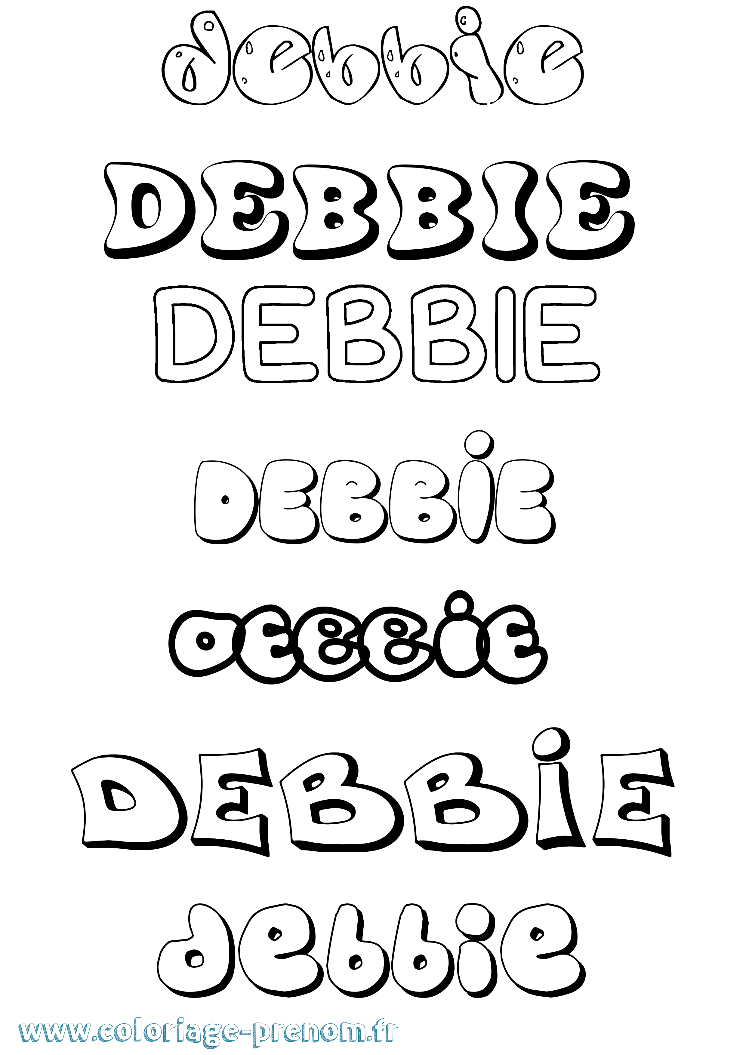 Coloriage prénom Debbie Bubble