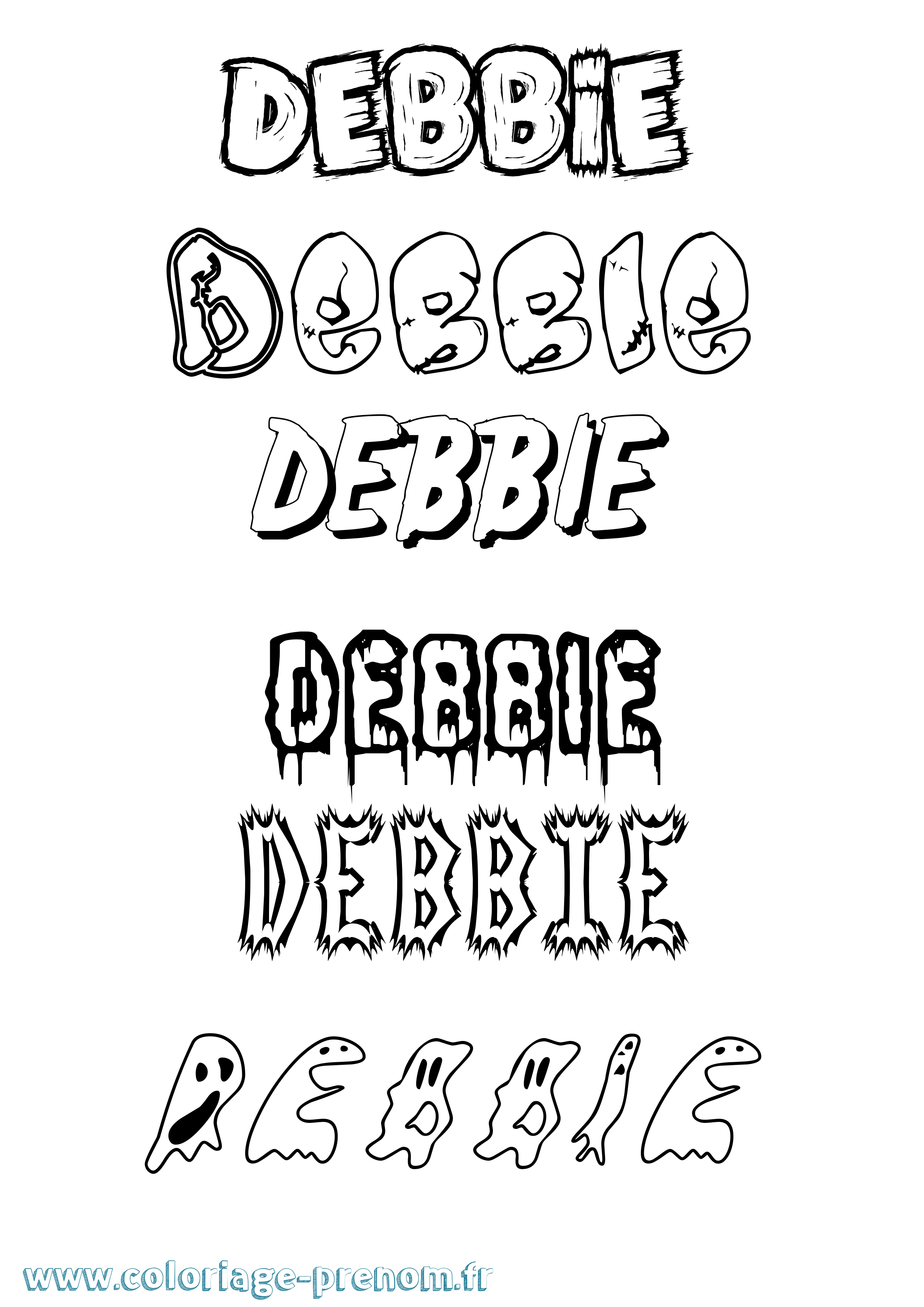 Coloriage prénom Debbie Frisson