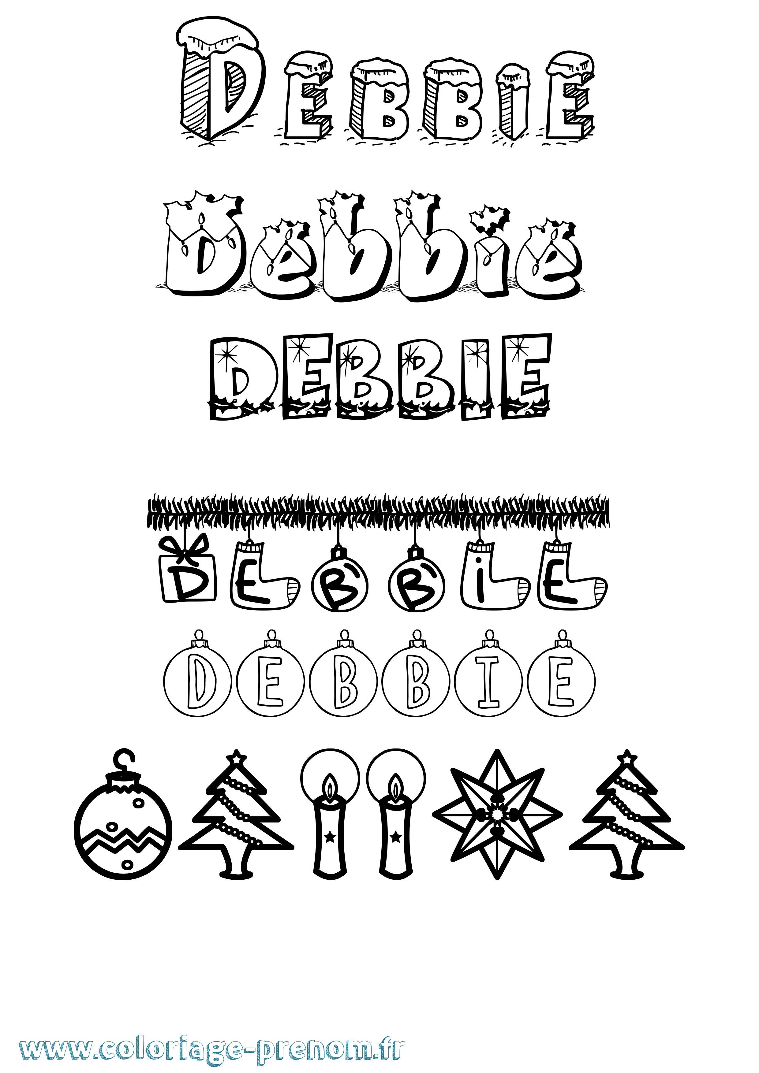 Coloriage prénom Debbie Noël