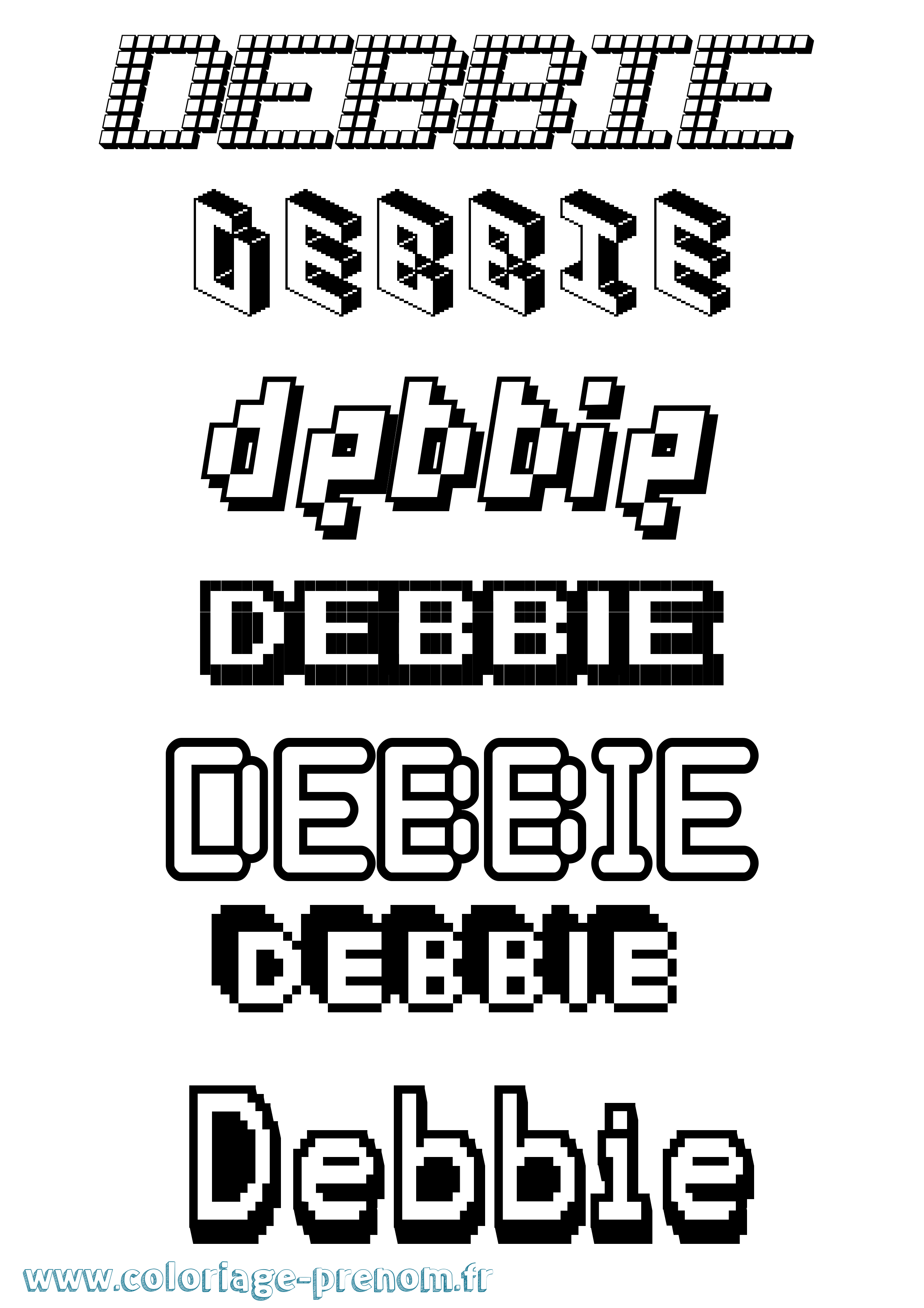 Coloriage prénom Debbie Pixel