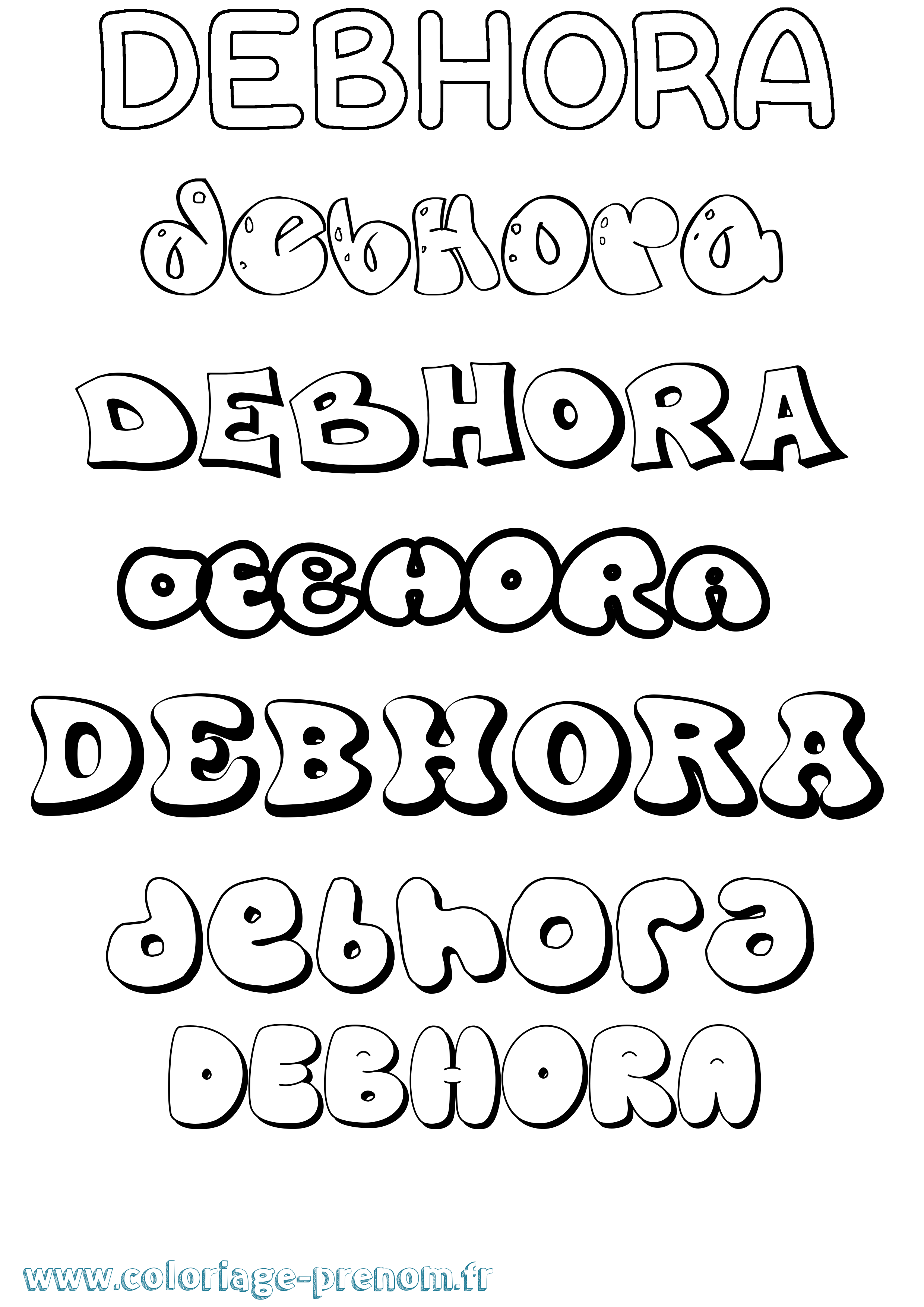 Coloriage Debhora Bubble Coloriage prénom Debhora Bubble