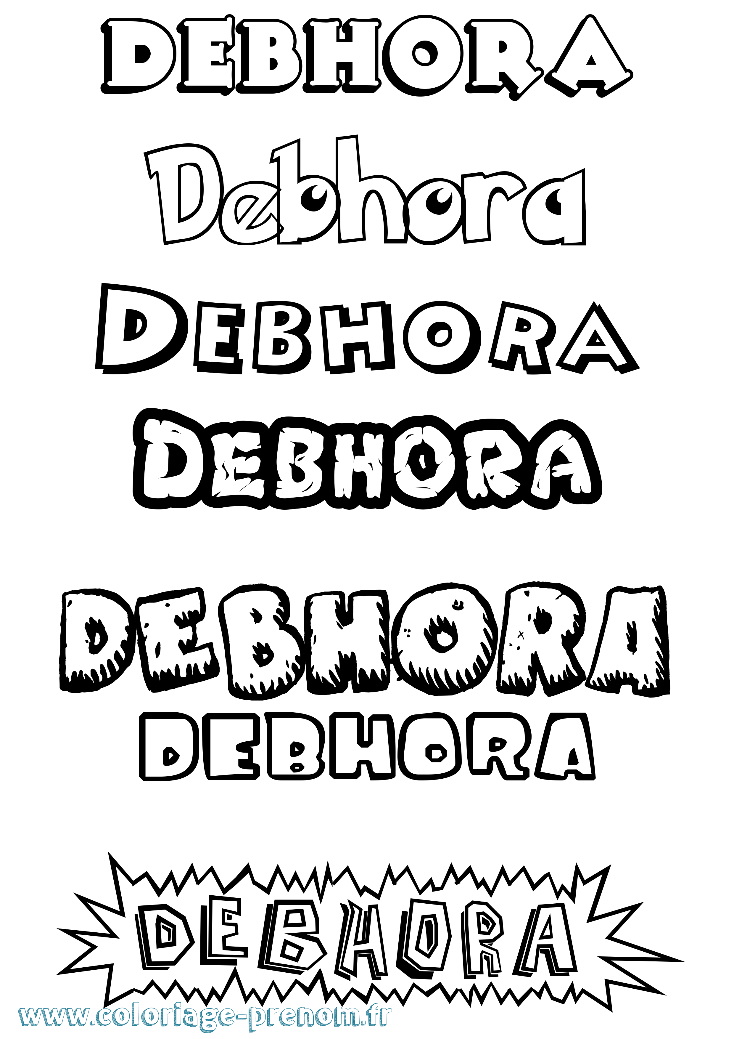 Coloriage Debhora Dessin Animé Coloriage prénom Debhora Dessin Animé