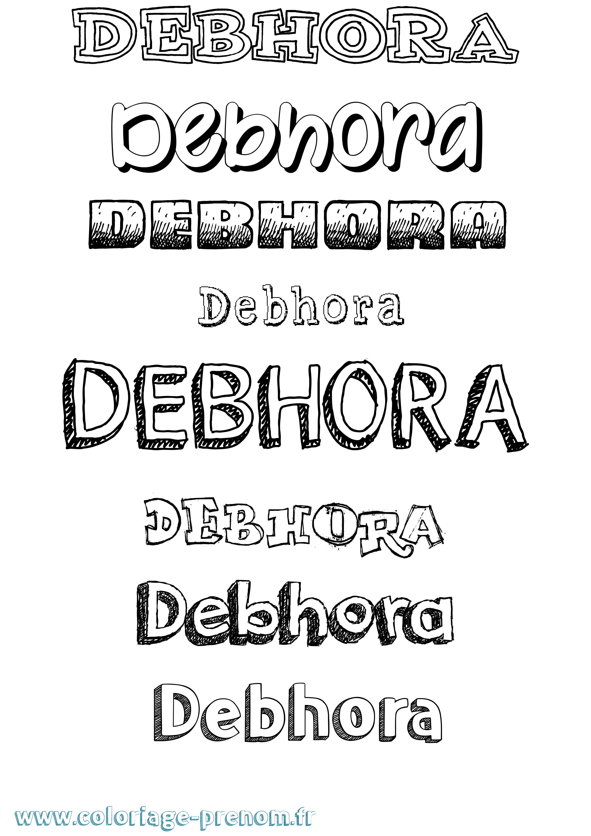 Coloriage Debhora Dessiné Coloriage prénom Debhora Dessiné