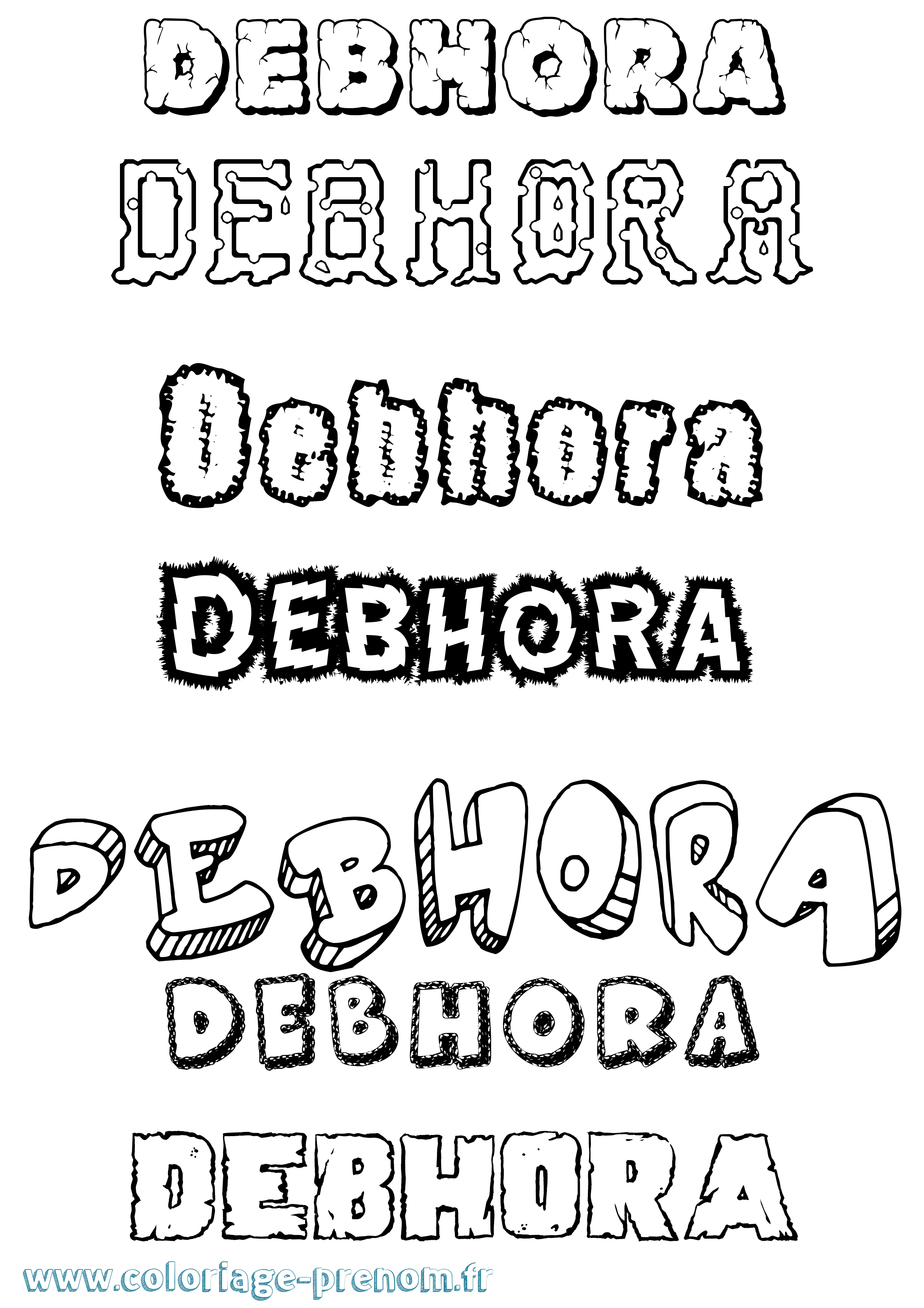 Coloriage Debhora Destructuré Coloriage prénom Debhora Destructuré