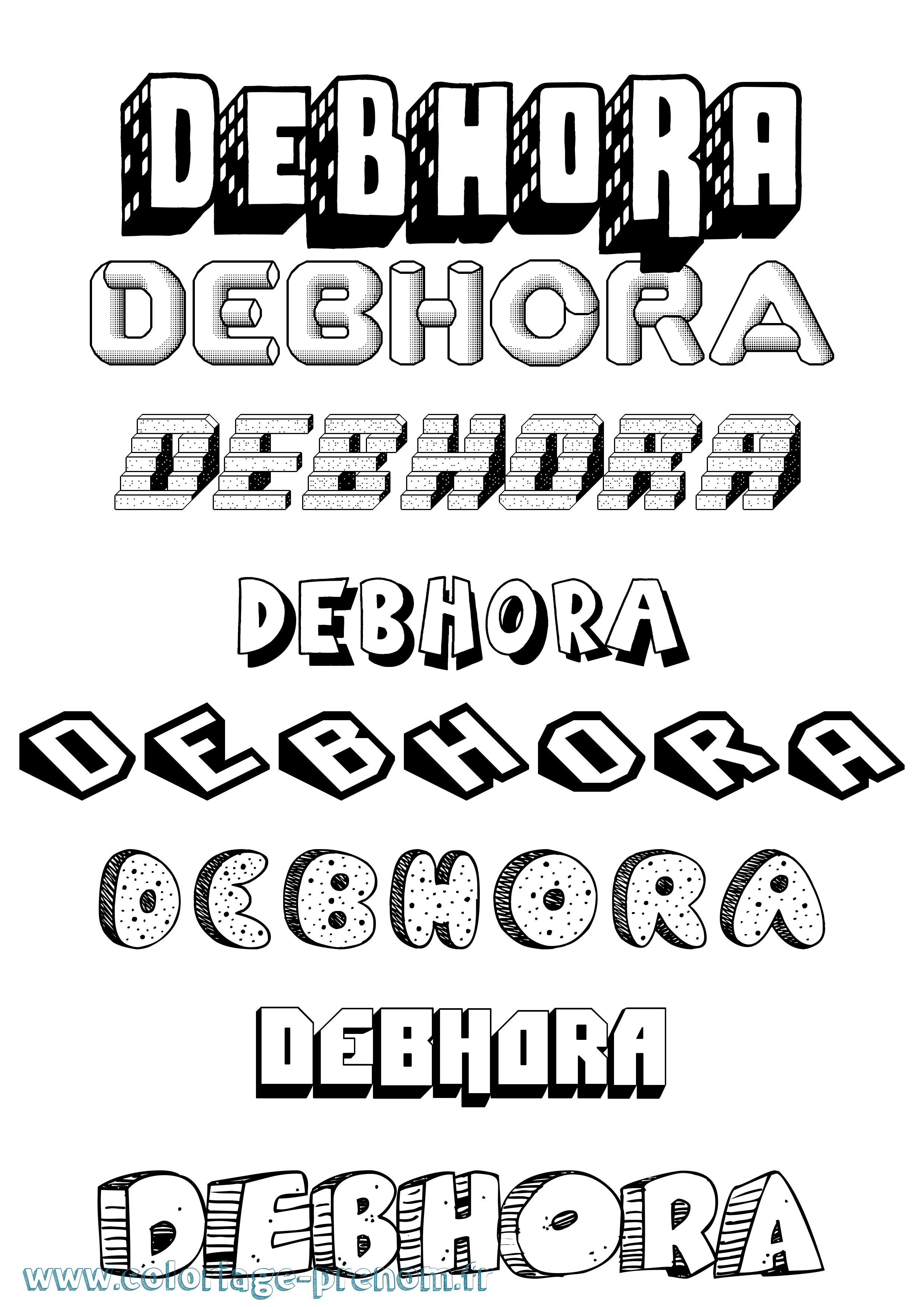 Coloriage Debhora Effet 3D Coloriage prénom Debhora Effet 3D