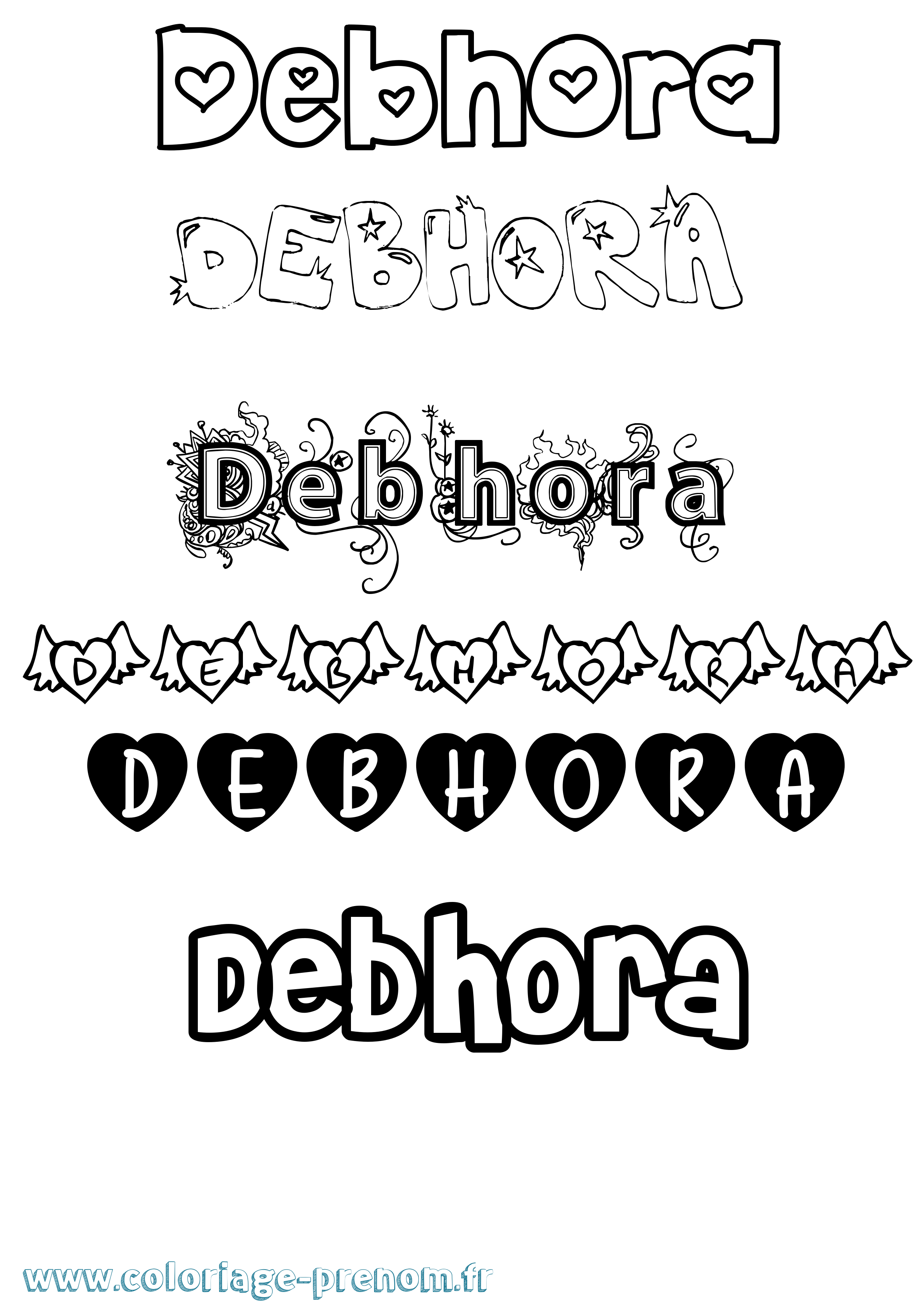 Coloriage Debhora Girly Coloriage prénom Debhora Girly