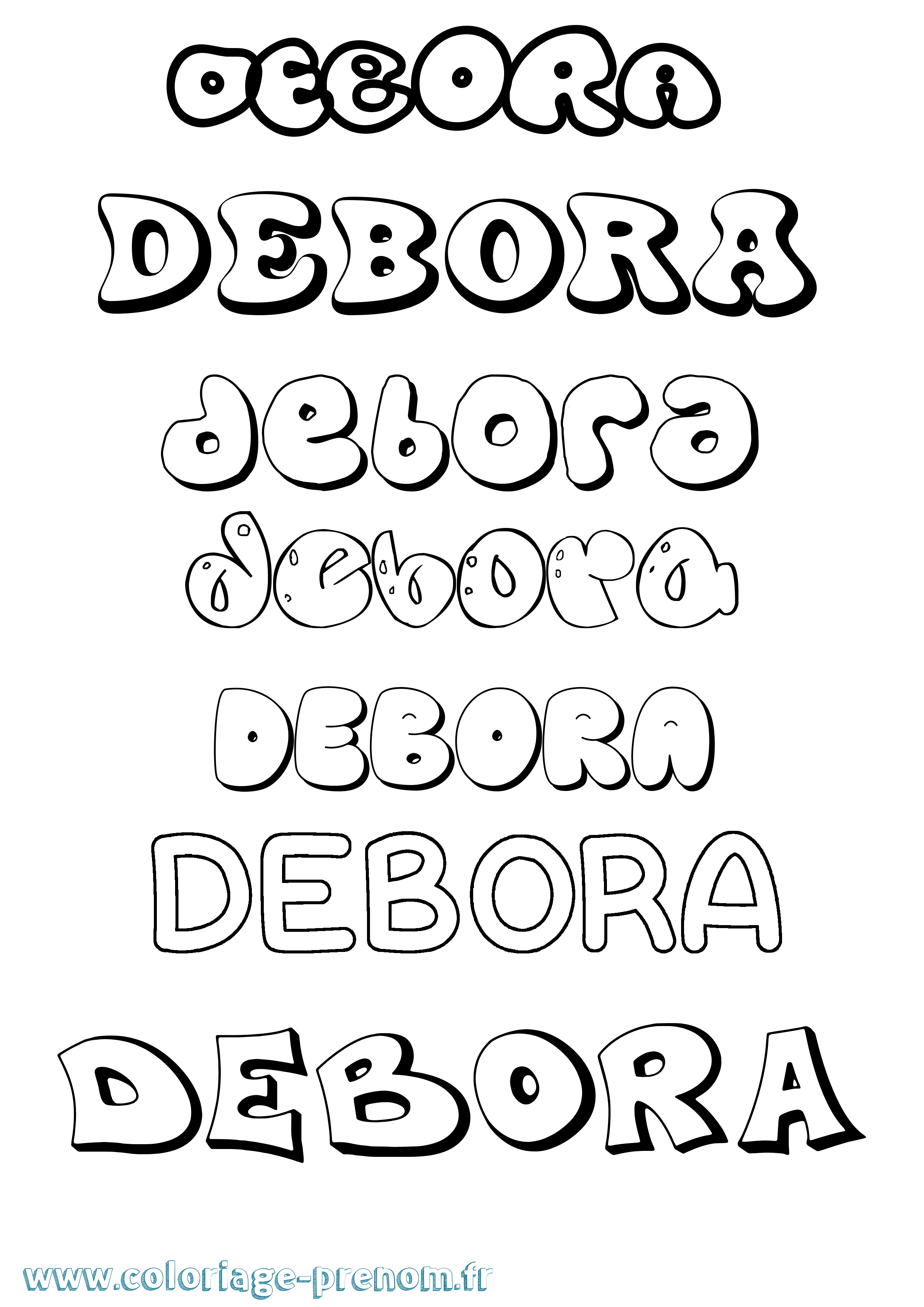 Coloriage prénom Debora Bubble