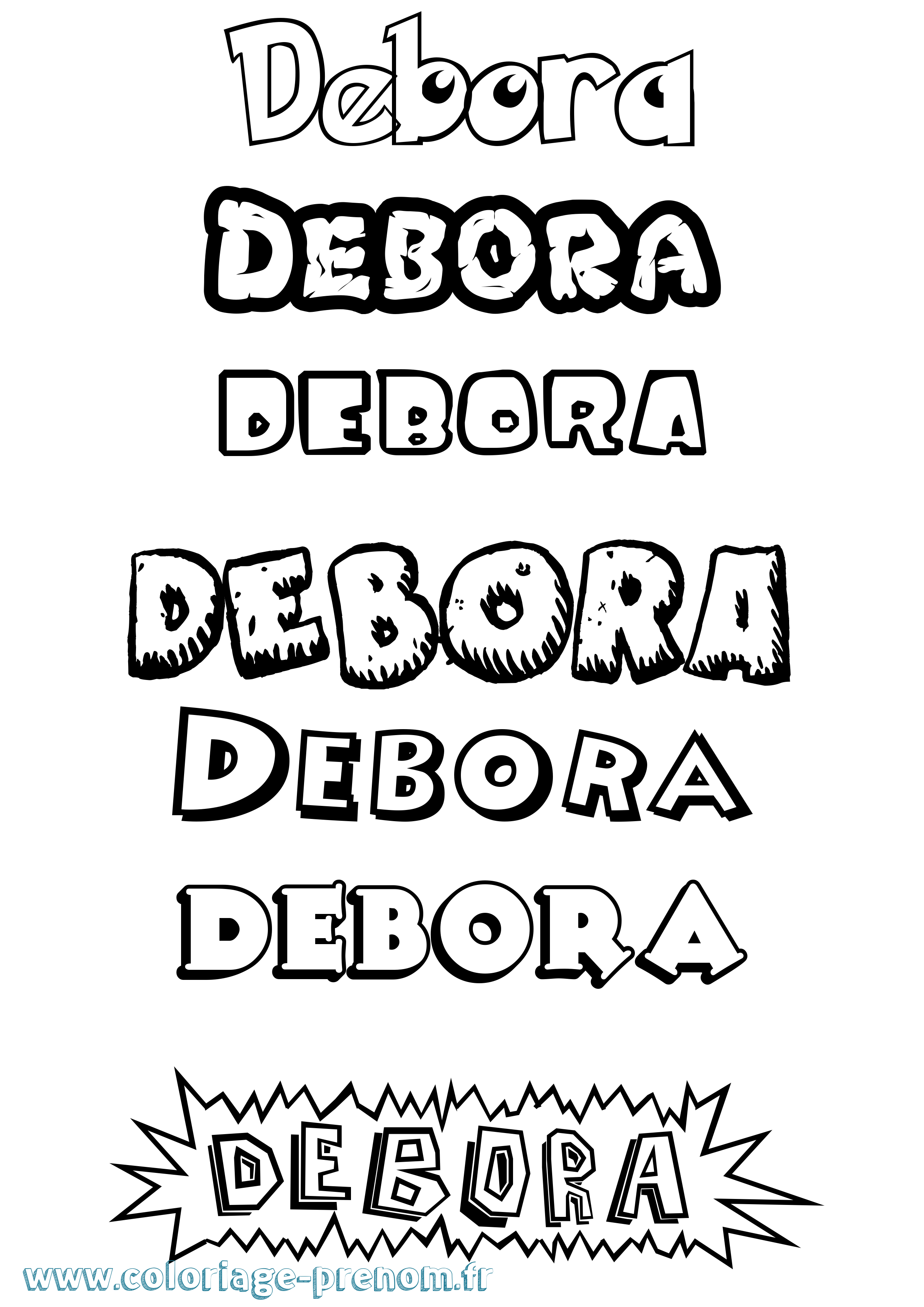 Coloriage prénom Debora Dessin Animé
