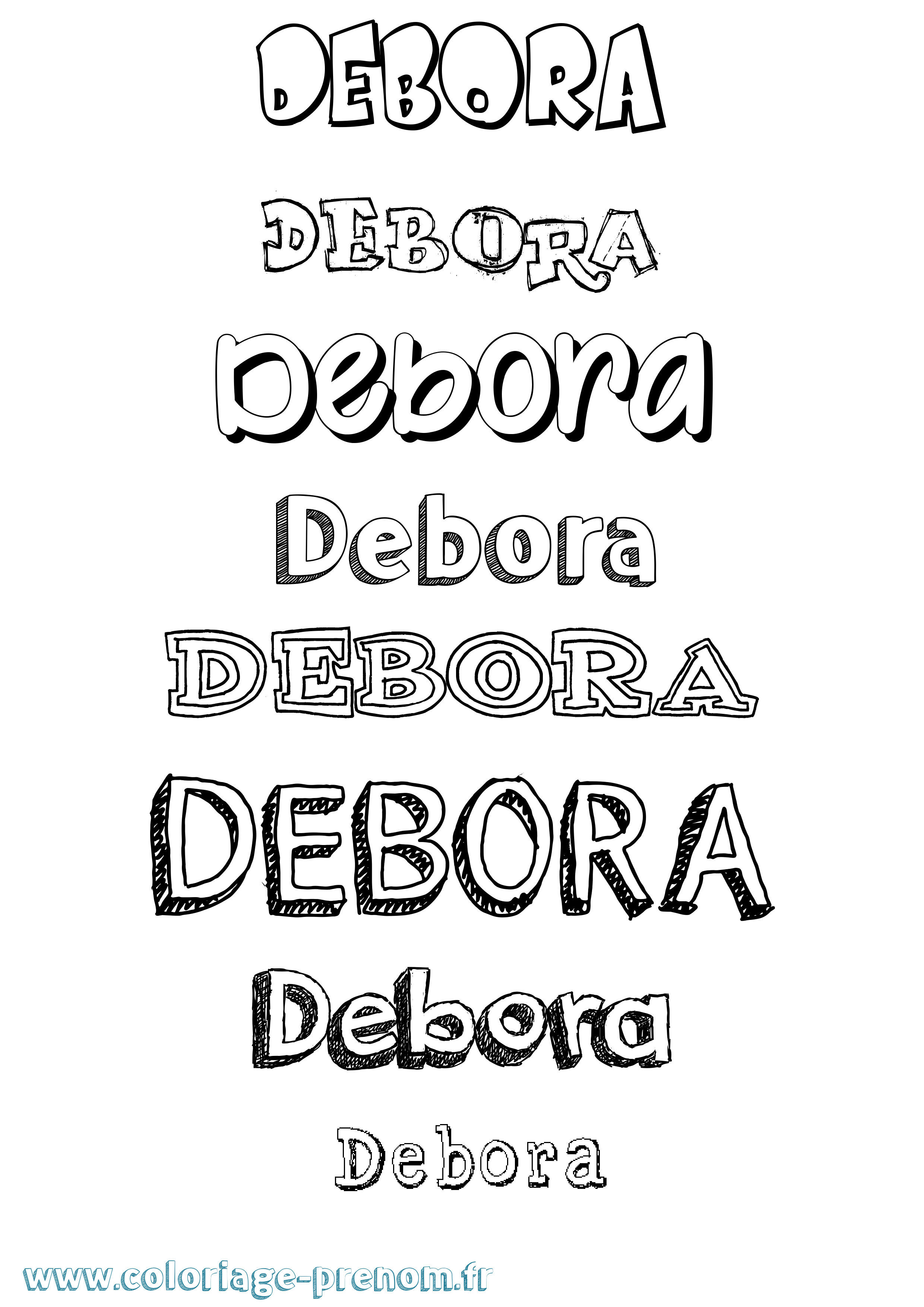 Coloriage Debora Dessiné Coloriage prénom Debora Dessiné