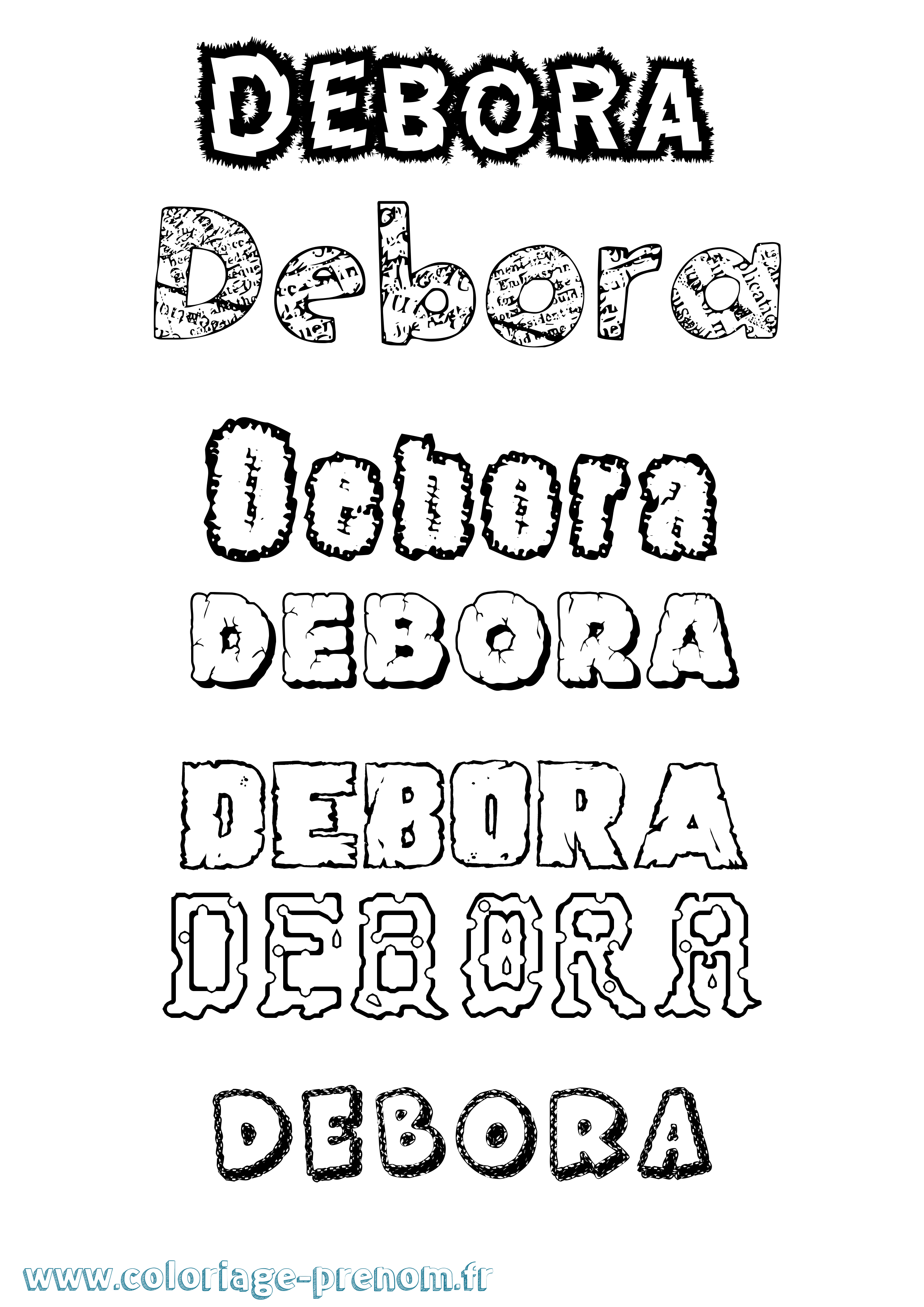 Coloriage Debora Destructuré Coloriage prénom Debora Destructuré