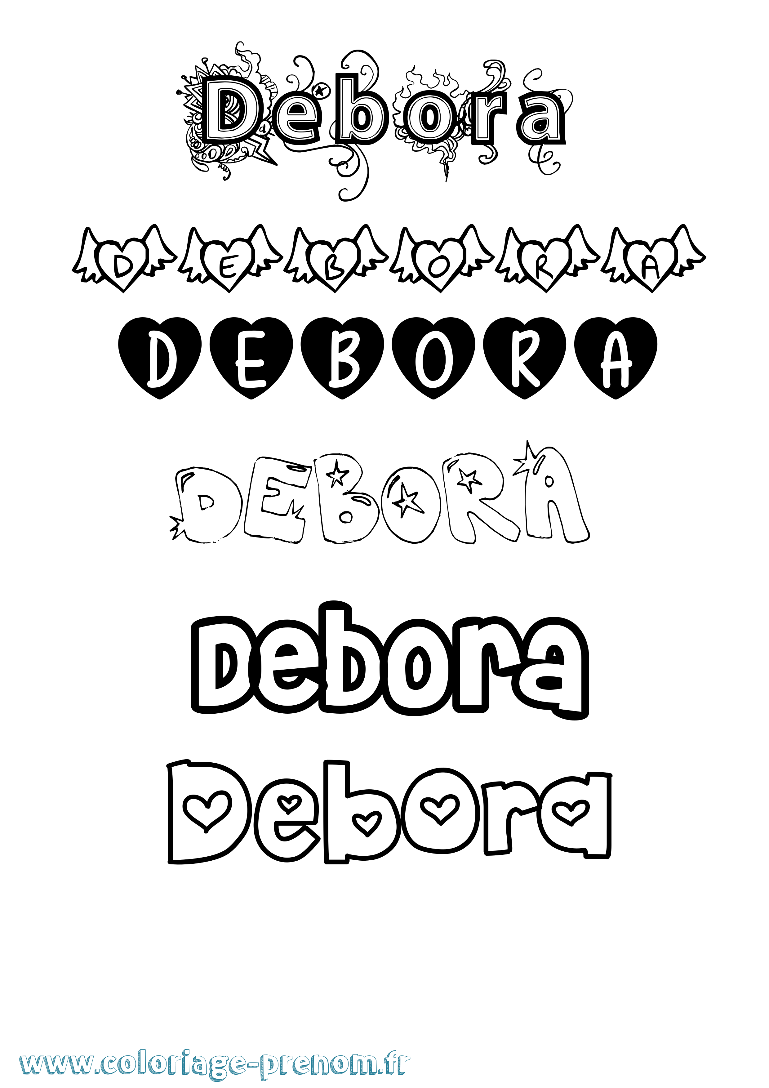 Coloriage Debora Girly Coloriage prénom Debora Girly