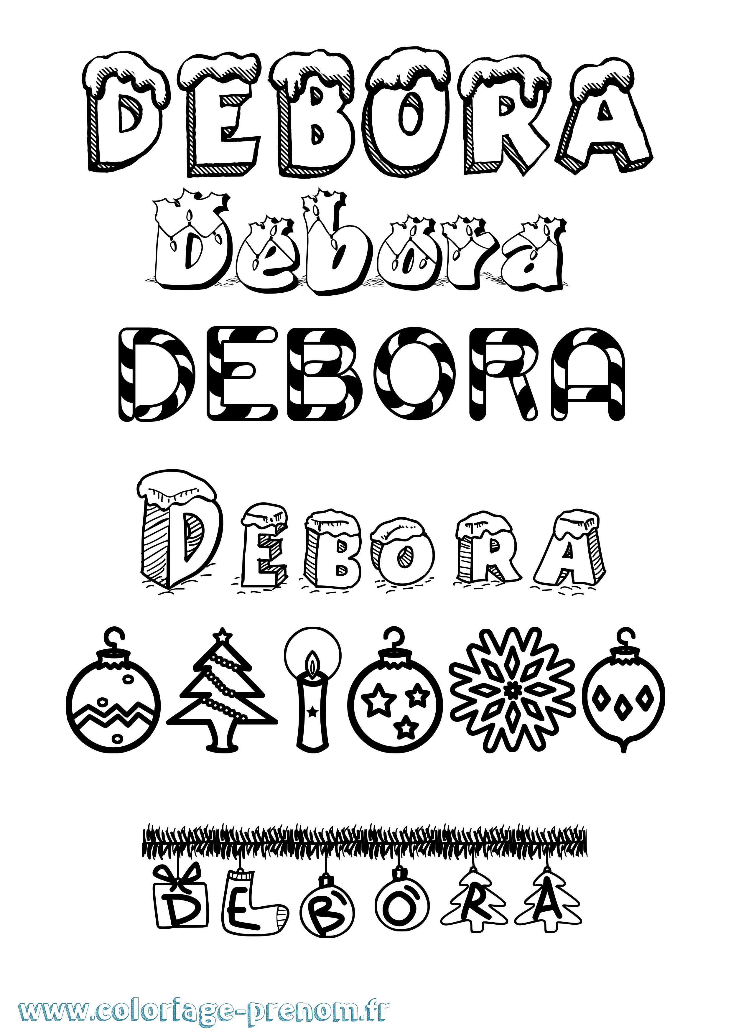 Coloriage Debora Noël Coloriage prénom Debora Noël