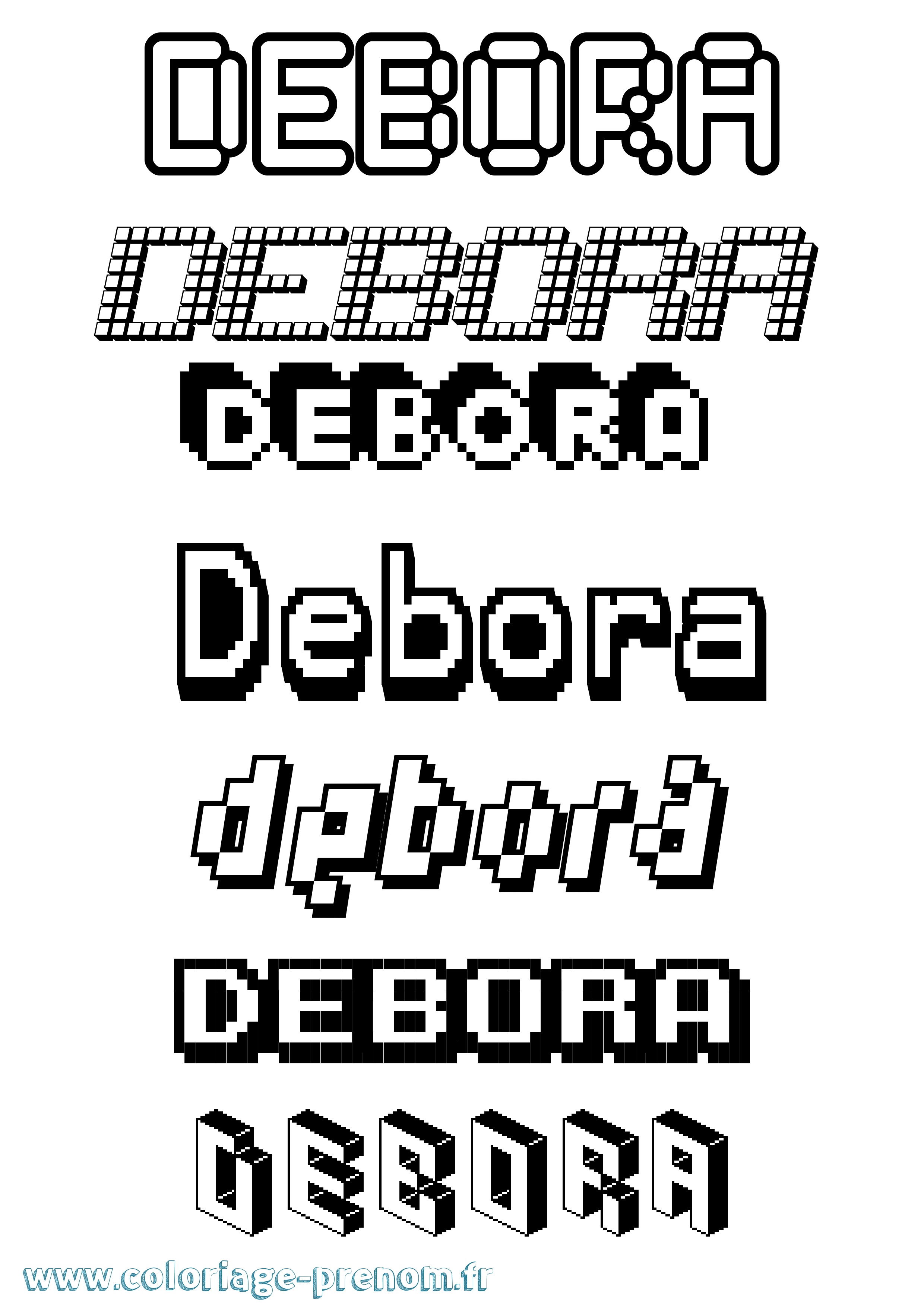 Coloriage prénom Debora Pixel