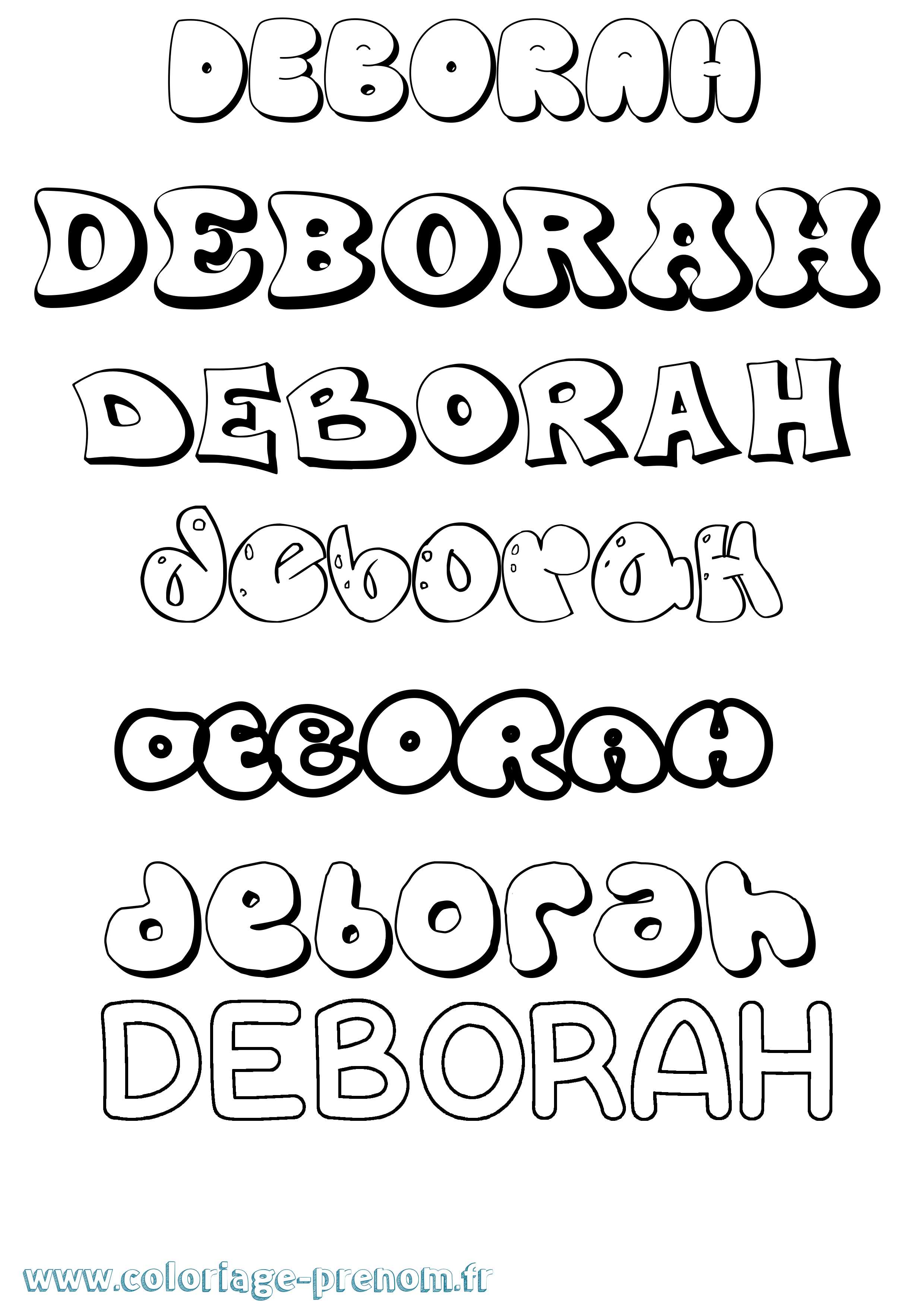 Coloriage Deborah Bubble Coloriage prénom Deborah Bubble
