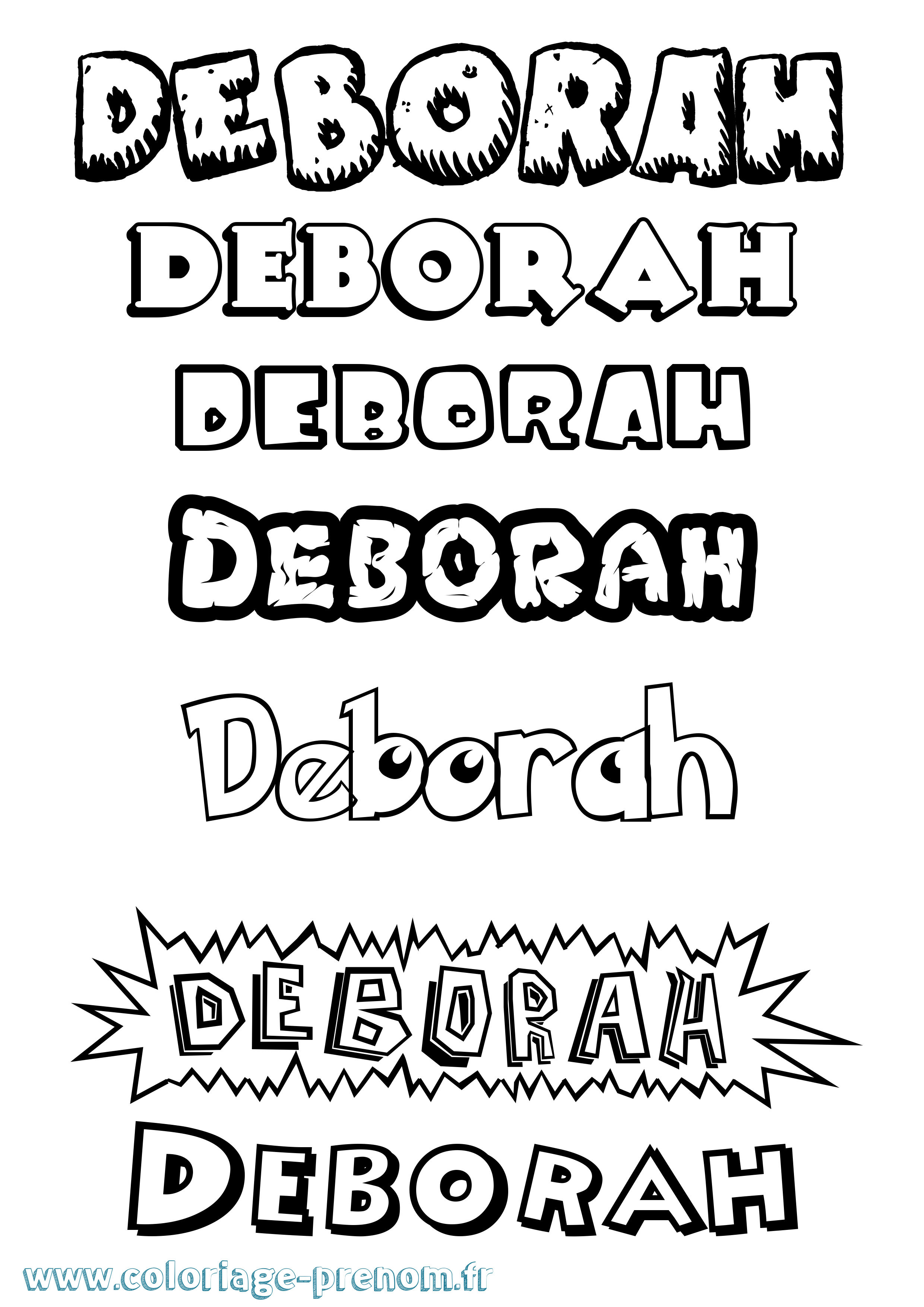 Coloriage Deborah Dessin Animé Coloriage prénom Deborah Dessin Animé