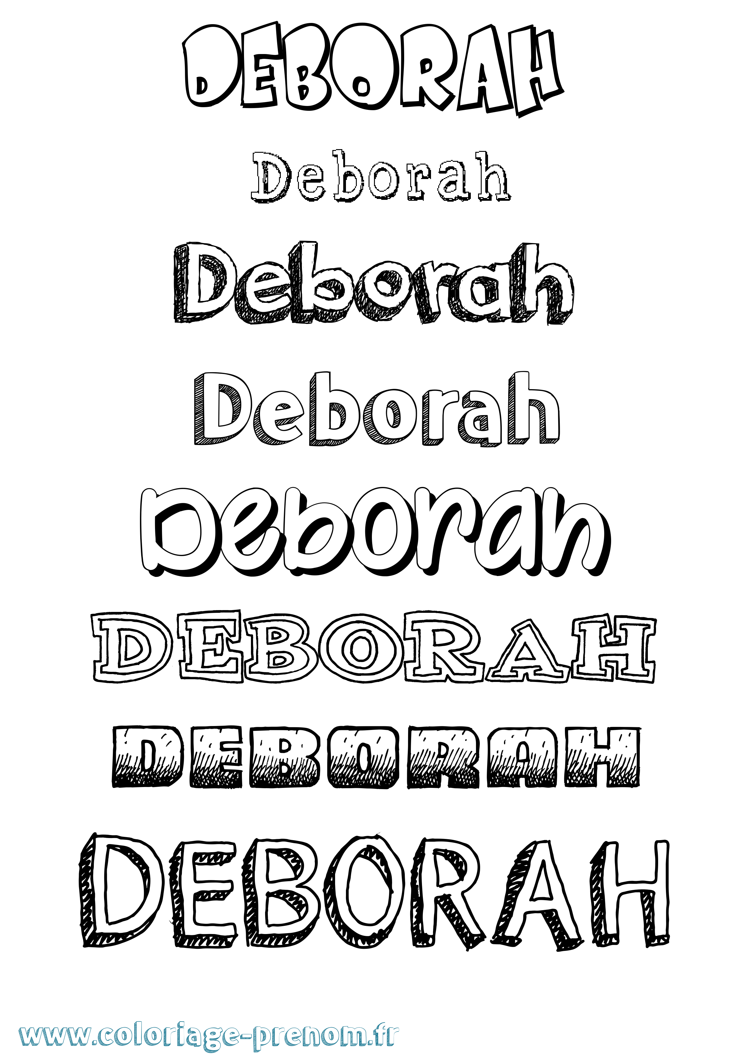 Coloriage Deborah Dessiné Coloriage prénom Deborah Dessiné