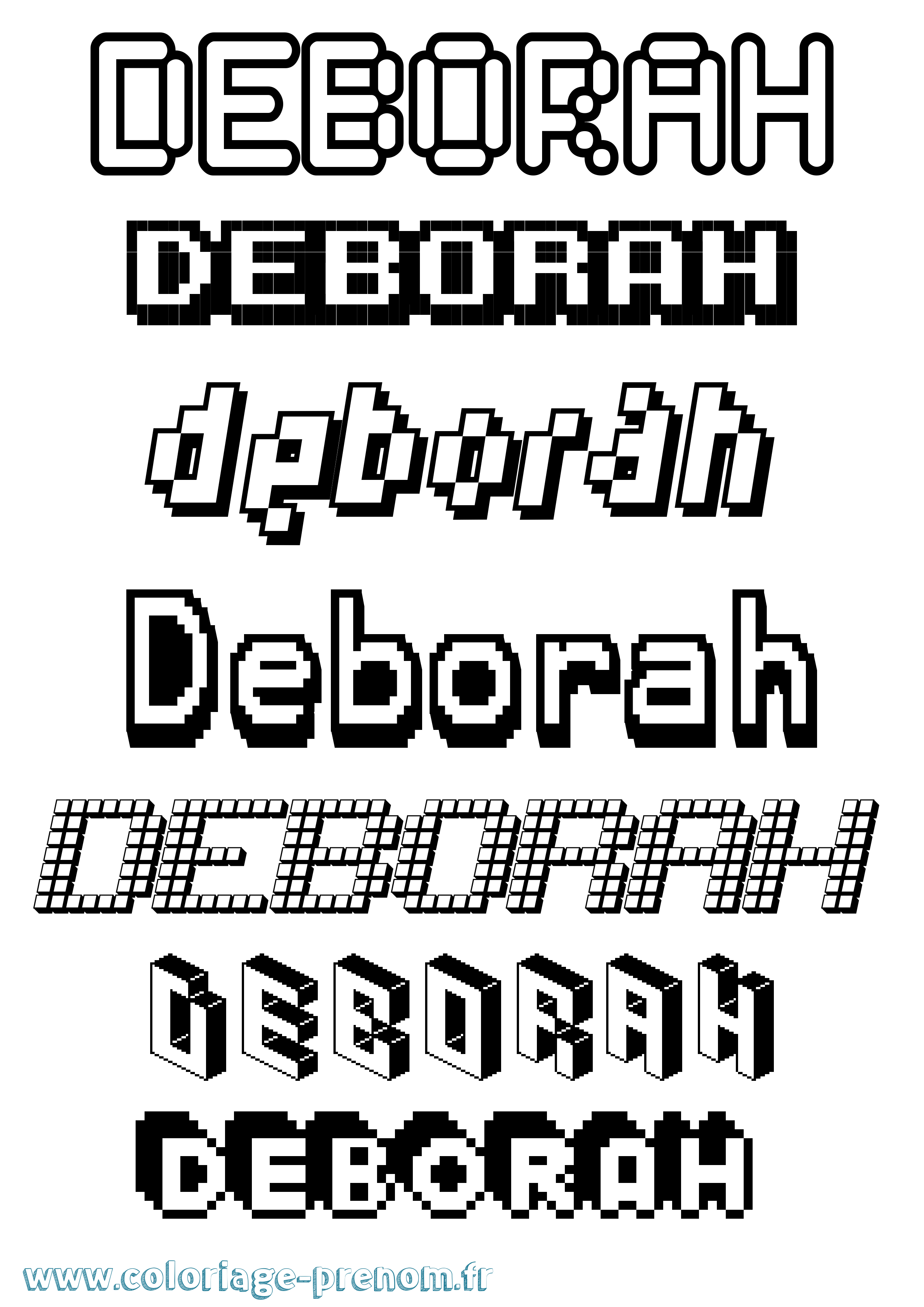 Coloriage Deborah Pixel Coloriage prénom Deborah Pixel