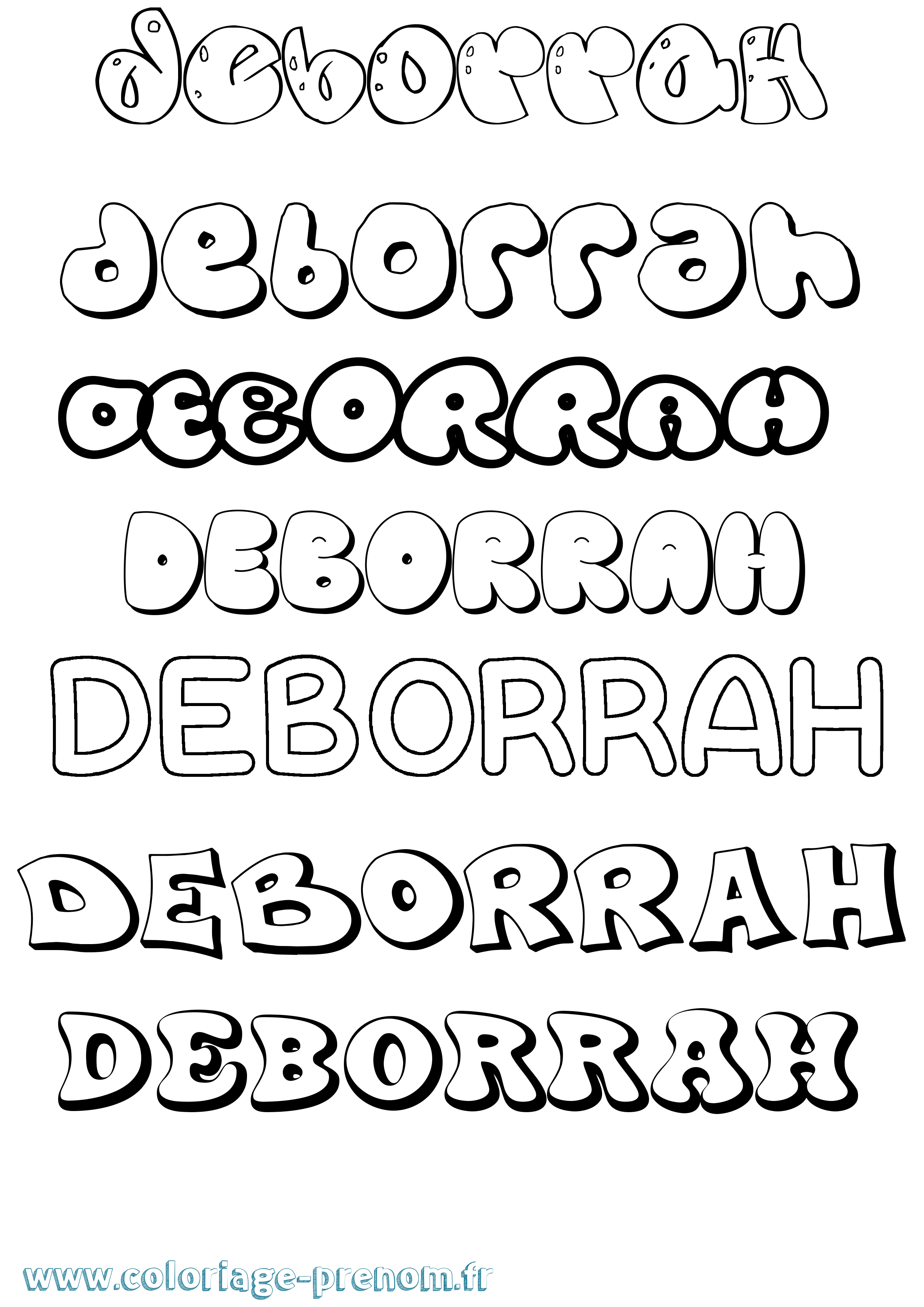 Coloriage prénom Deborrah Bubble