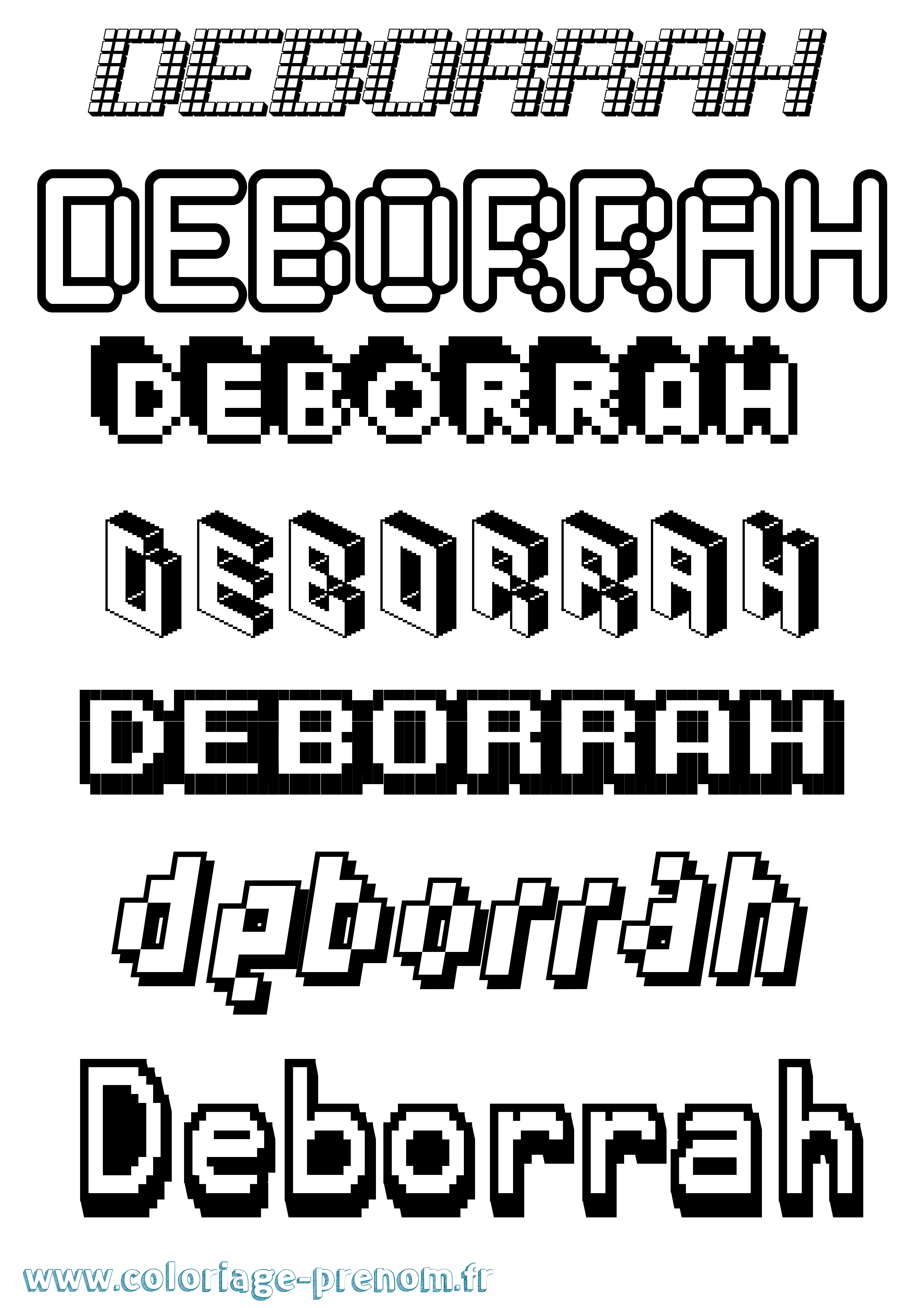 Coloriage prénom Deborrah Pixel