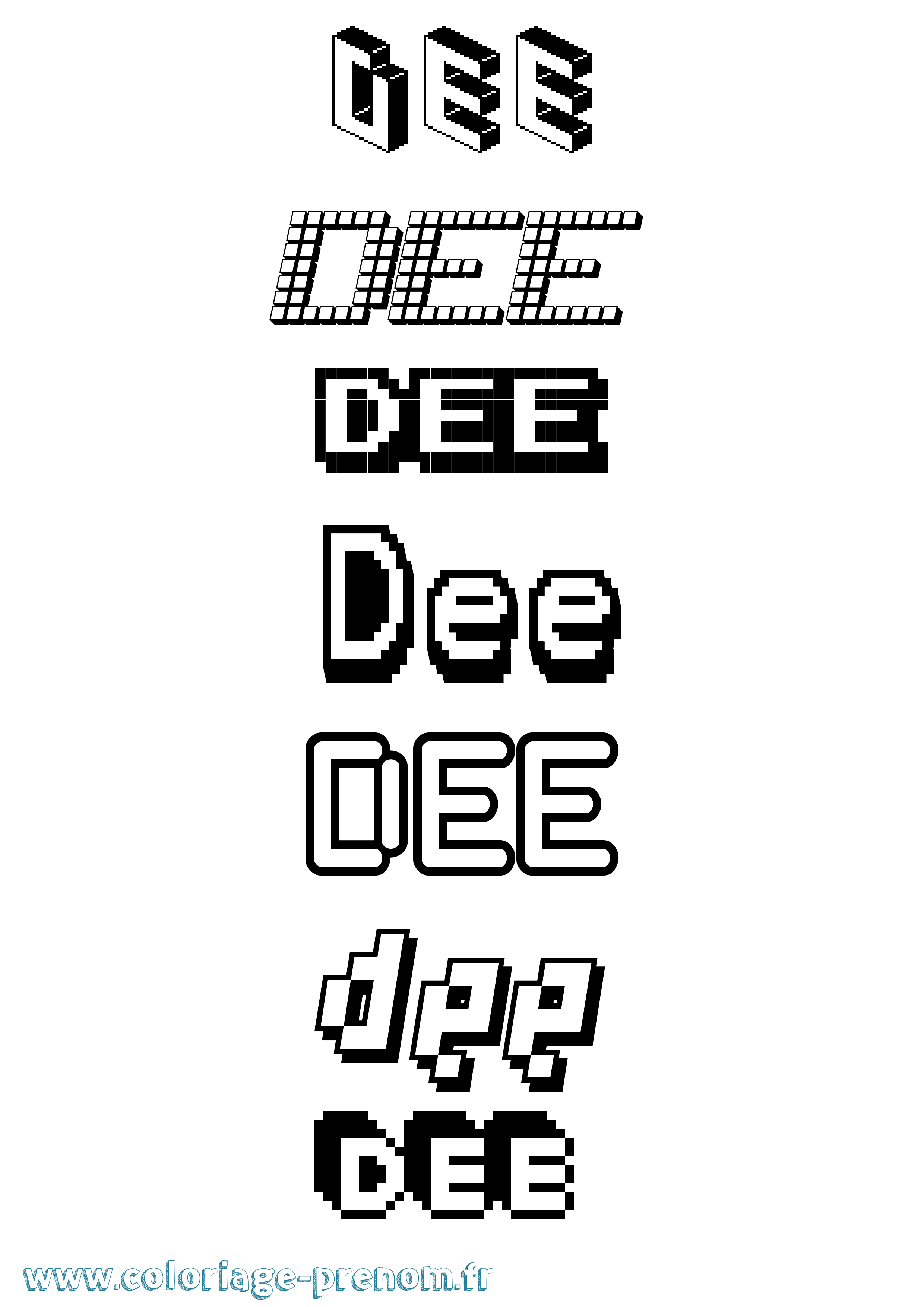Coloriage prénom Dee Pixel