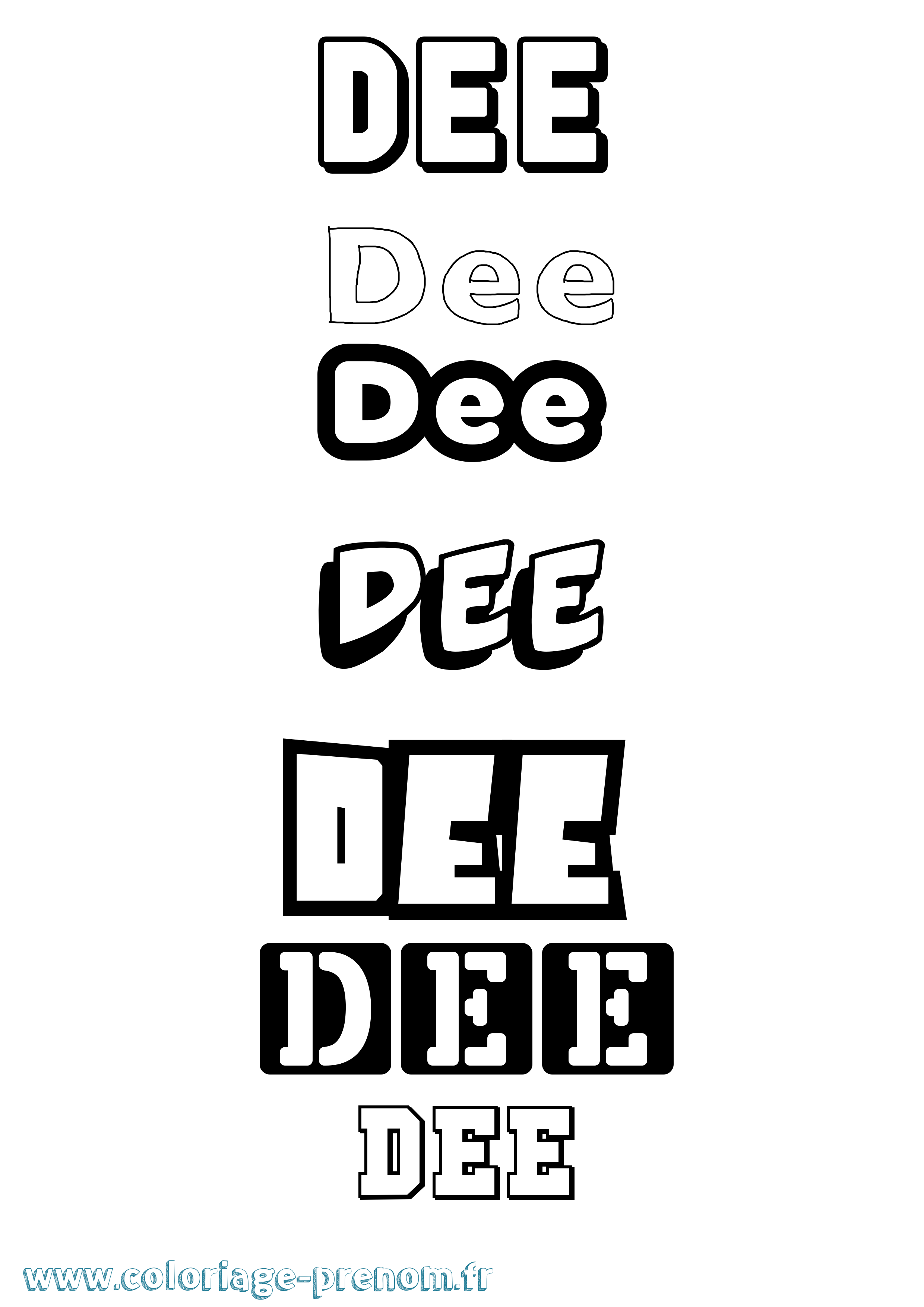 Coloriage prénom Dee Simple