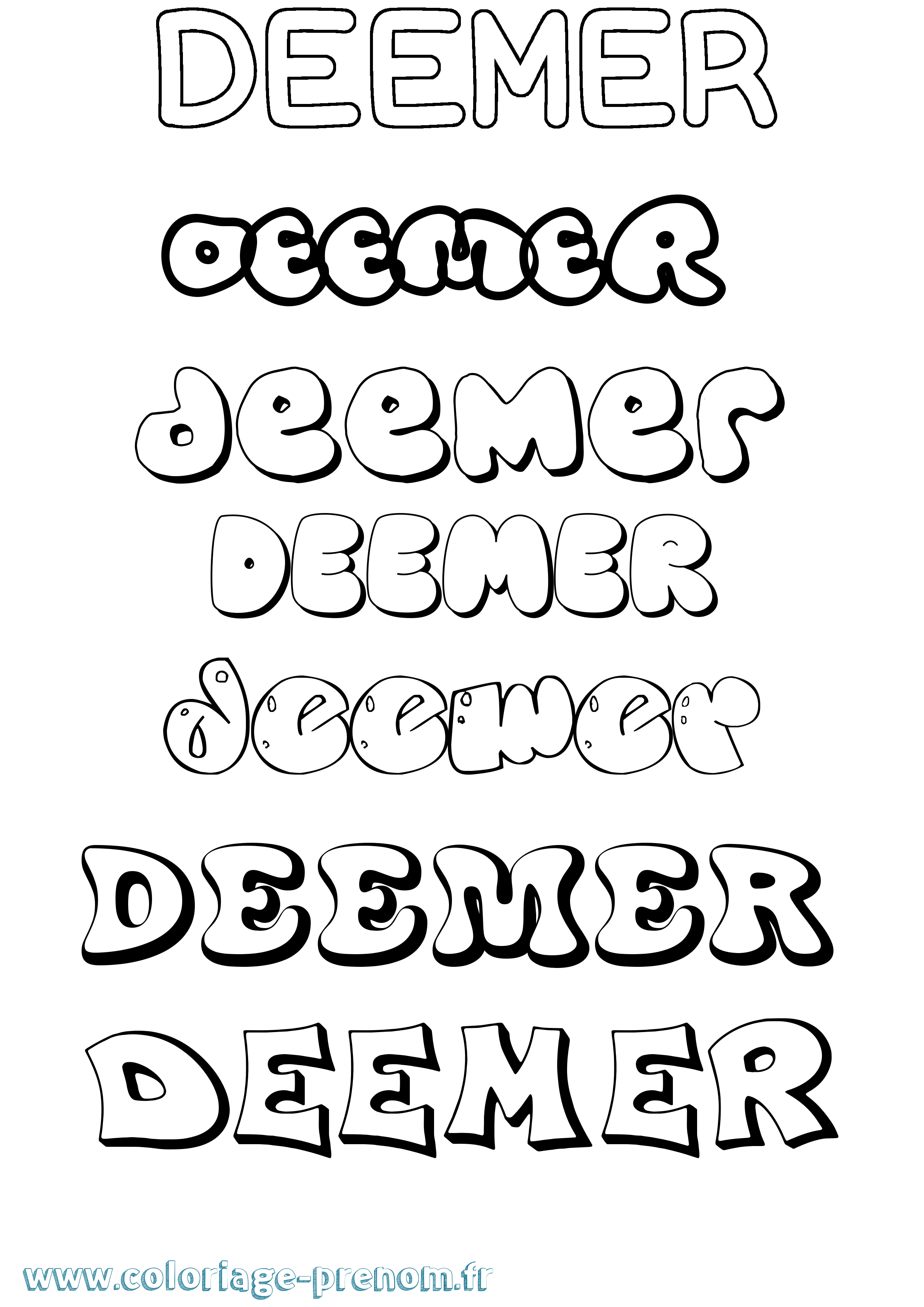 Coloriage prénom Deemer Bubble