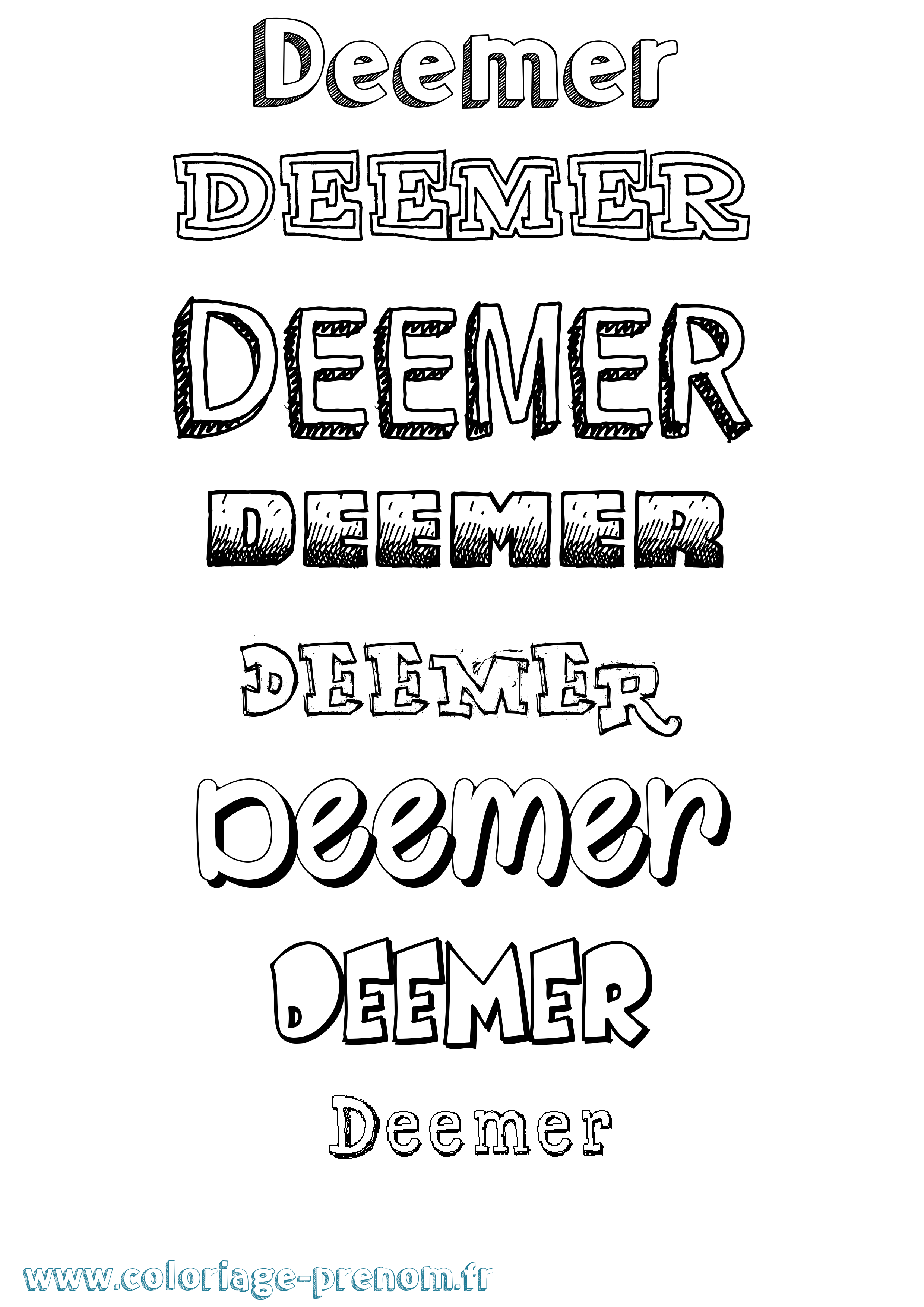 Coloriage prénom Deemer Dessiné