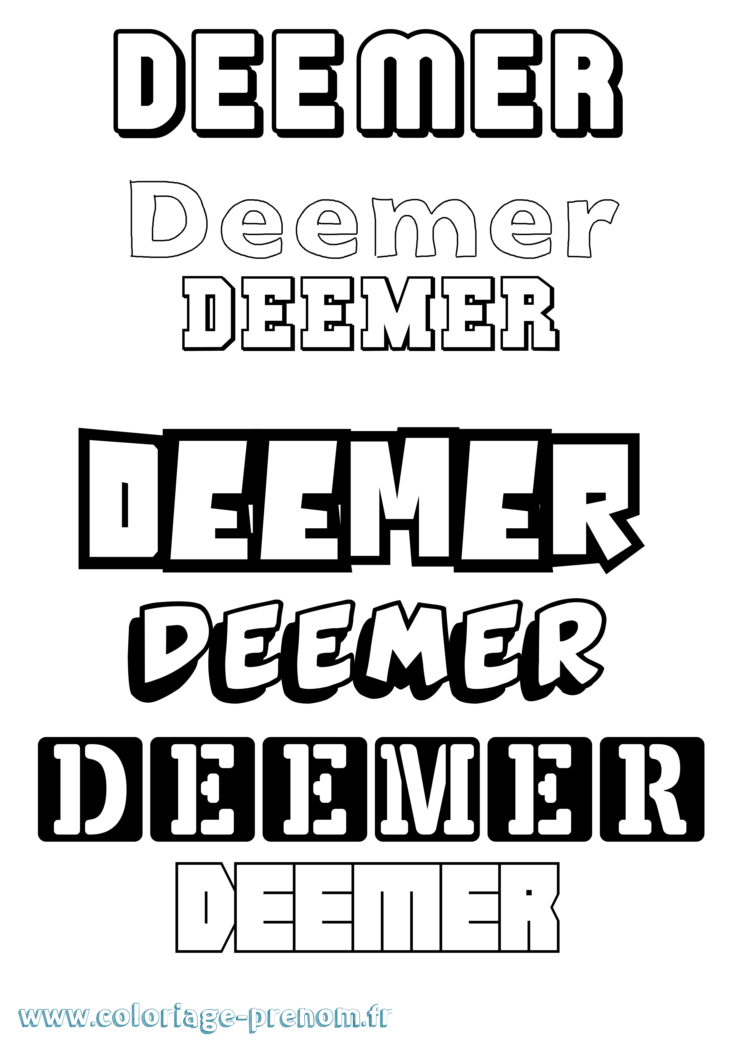 Coloriage prénom Deemer Simple