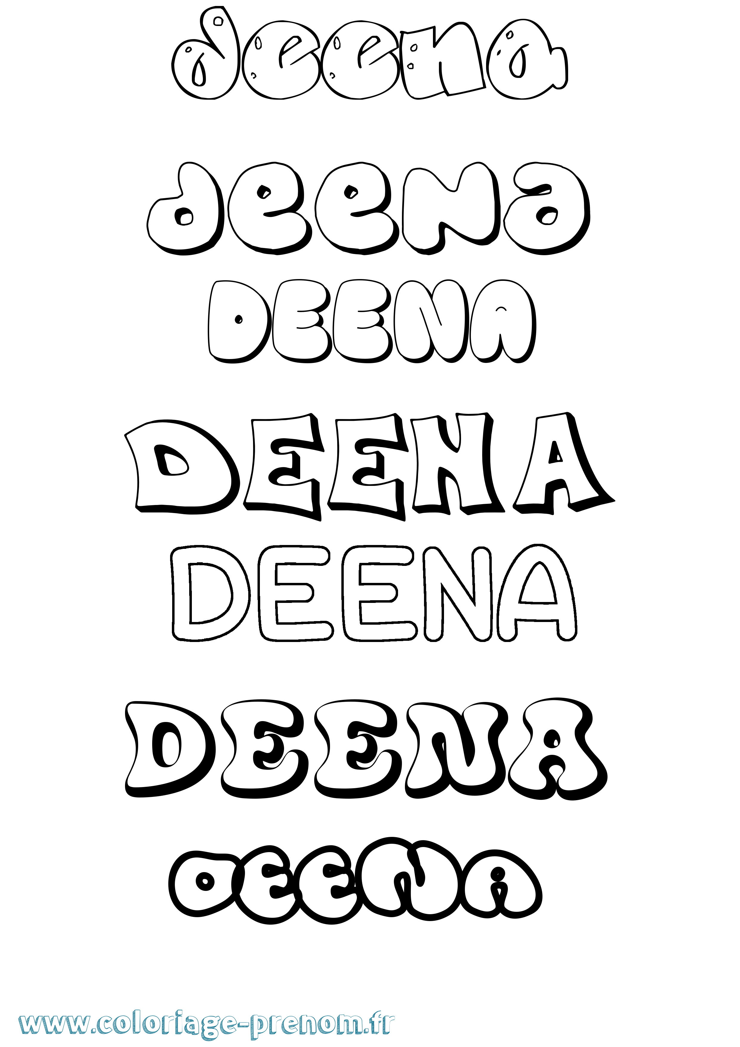 Coloriage Deena Bubble Coloriage prénom Deena Bubble