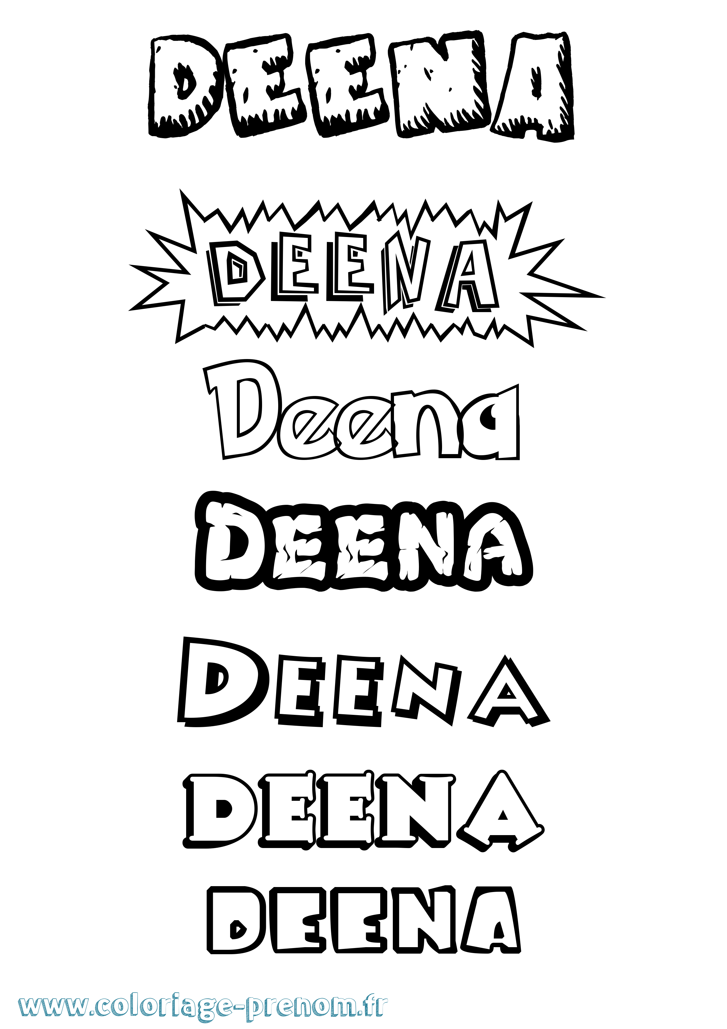 Coloriage Deena Dessin Animé Coloriage prénom Deena Dessin Animé