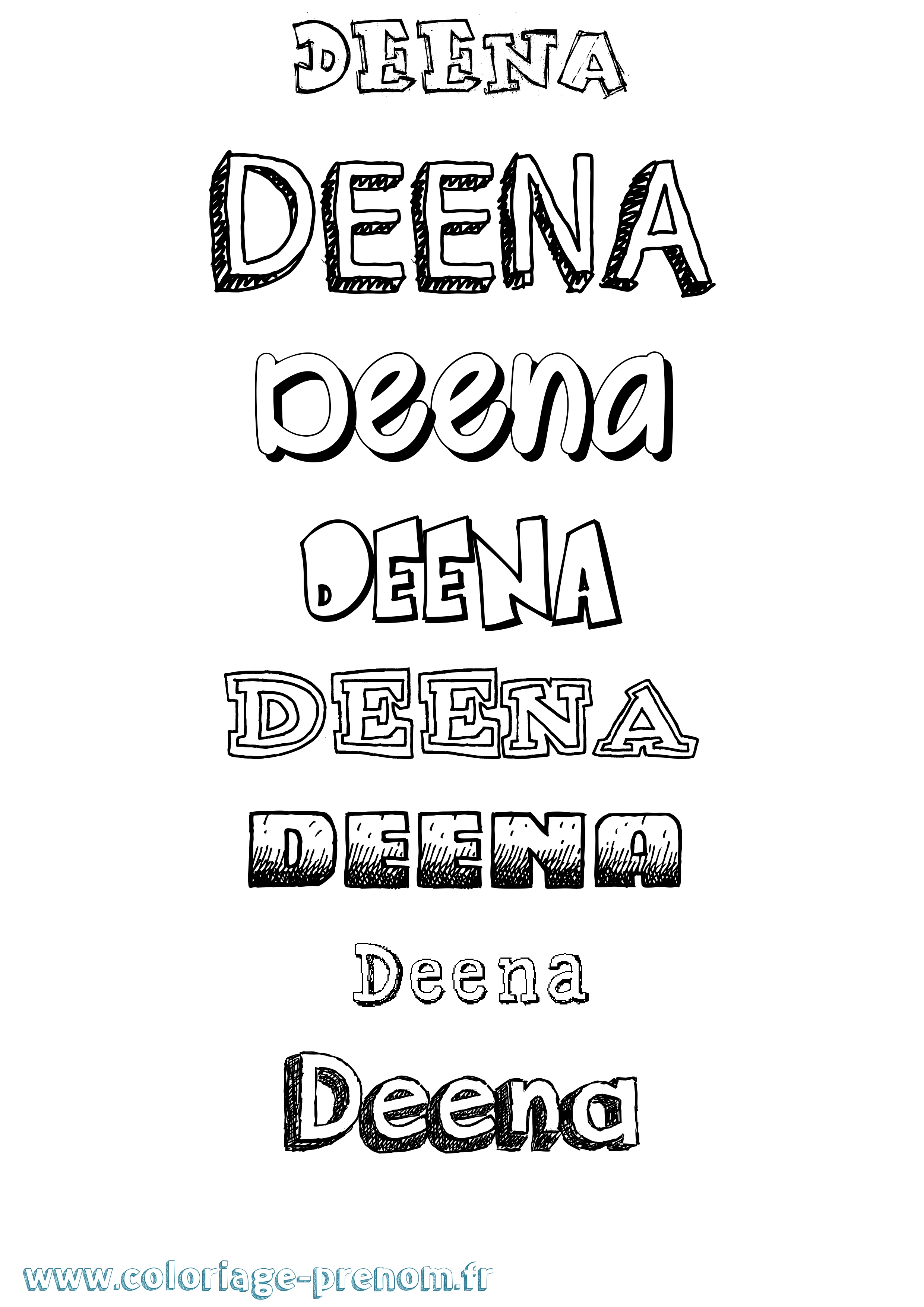 Coloriage Deena Dessiné Coloriage prénom Deena Dessiné