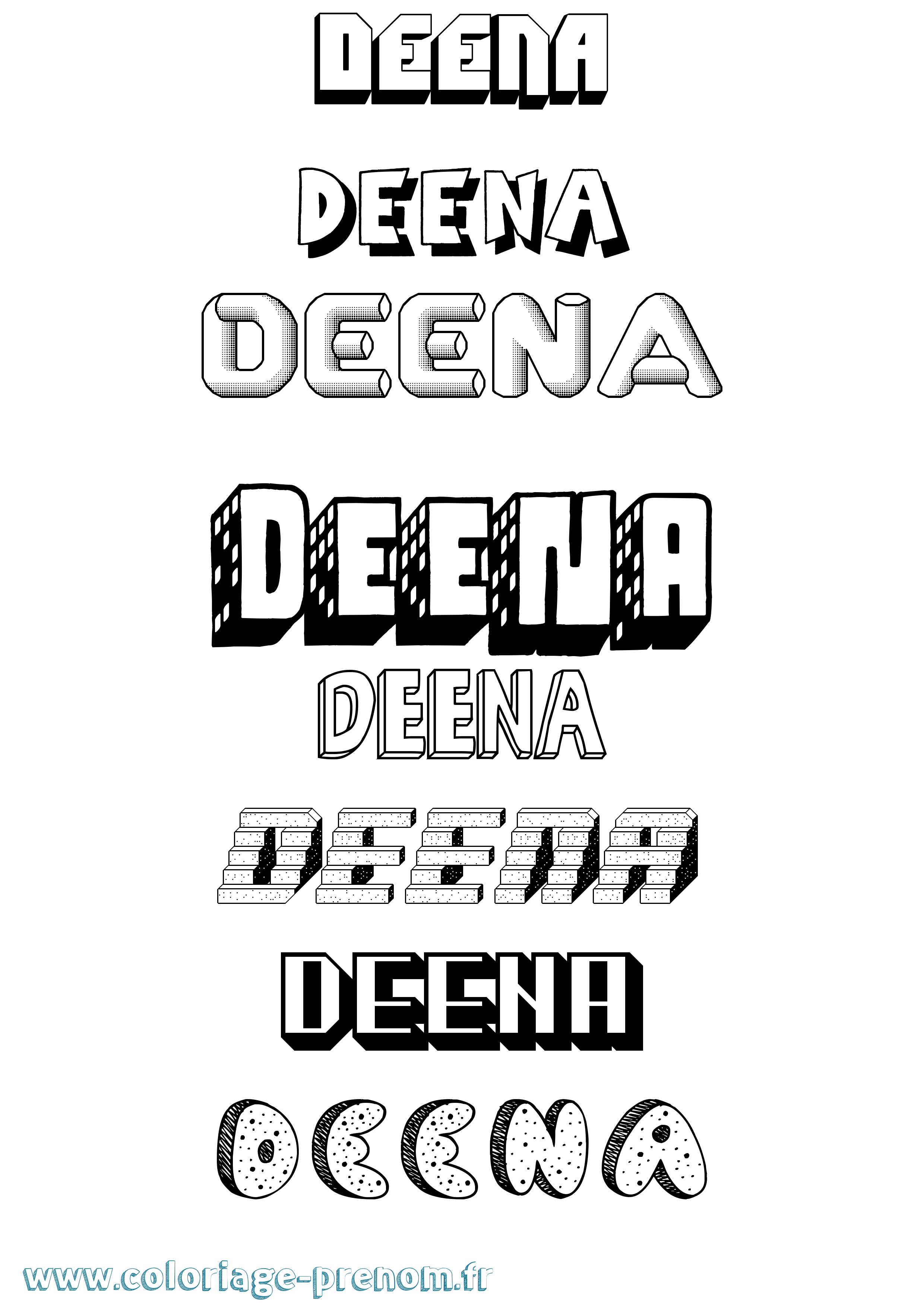 Coloriage prénom Deena Effet 3D
