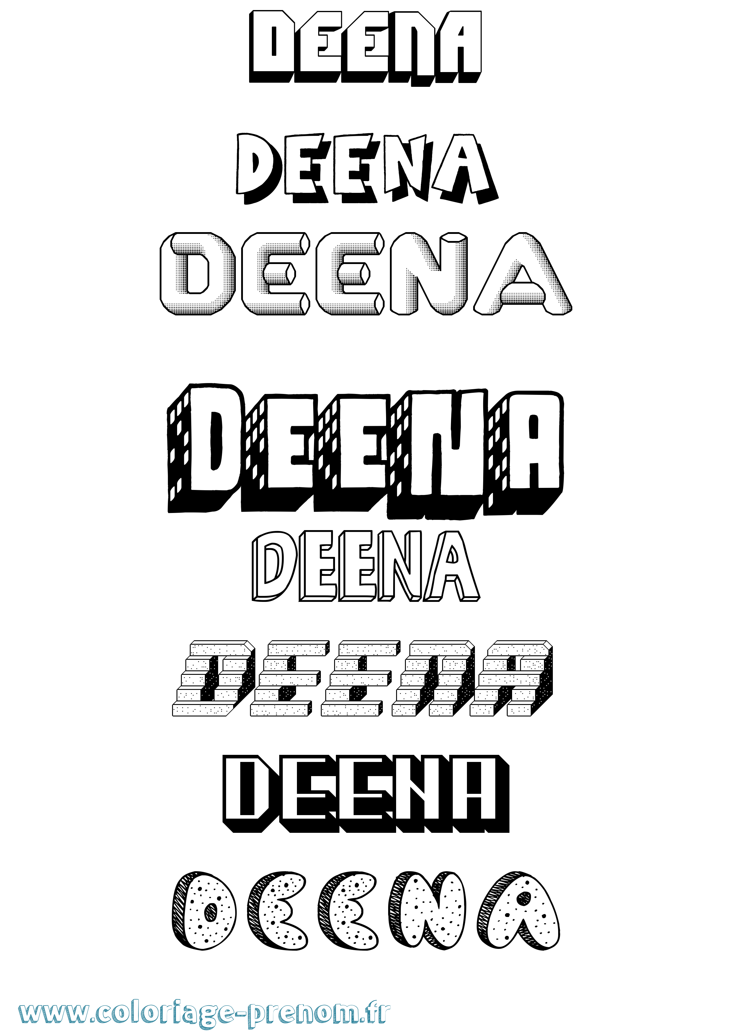 Coloriage Deena Effet 3D Coloriage prénom Deena Effet 3D