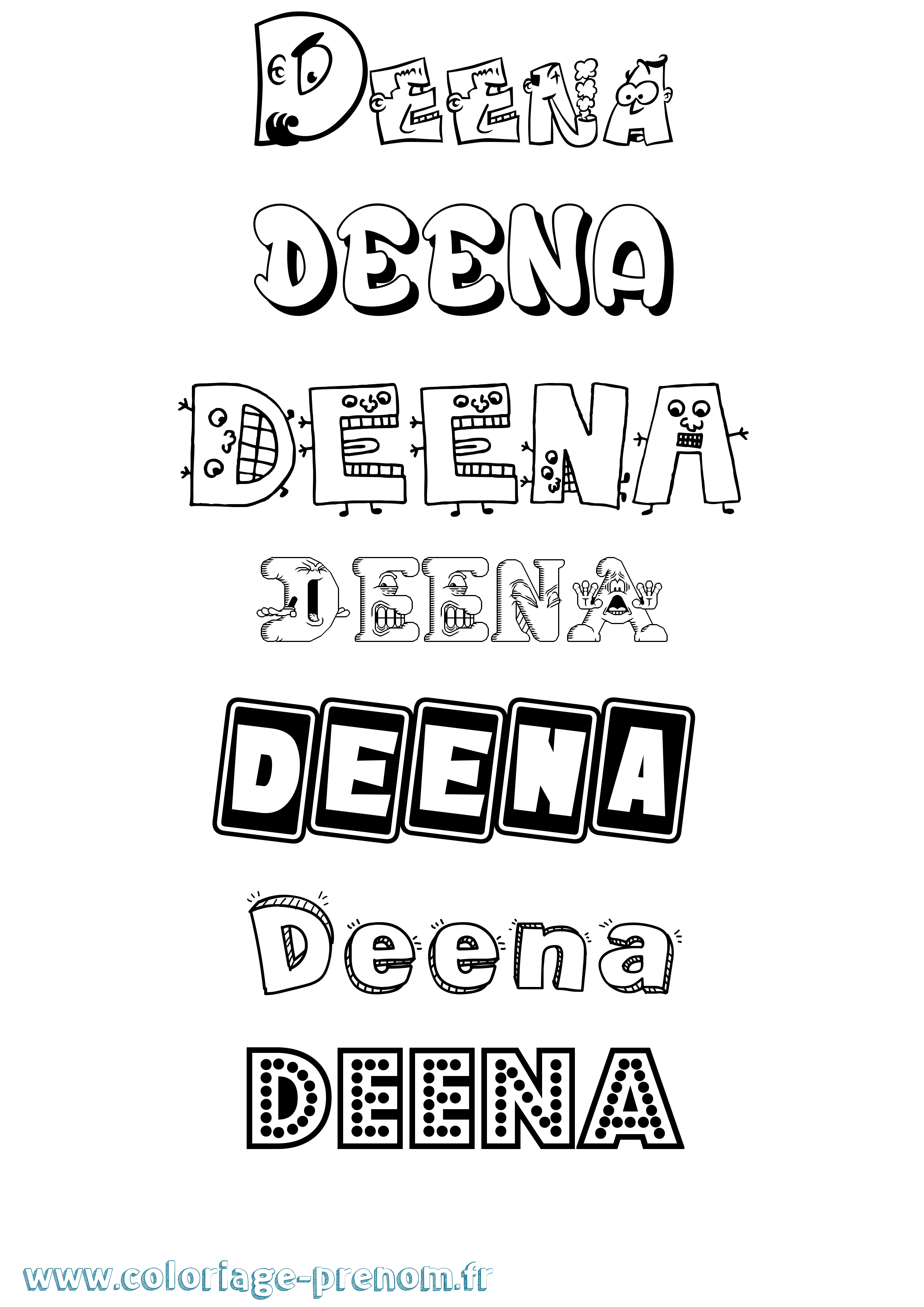 Coloriage Deena Fun Coloriage prénom Deena Fun
