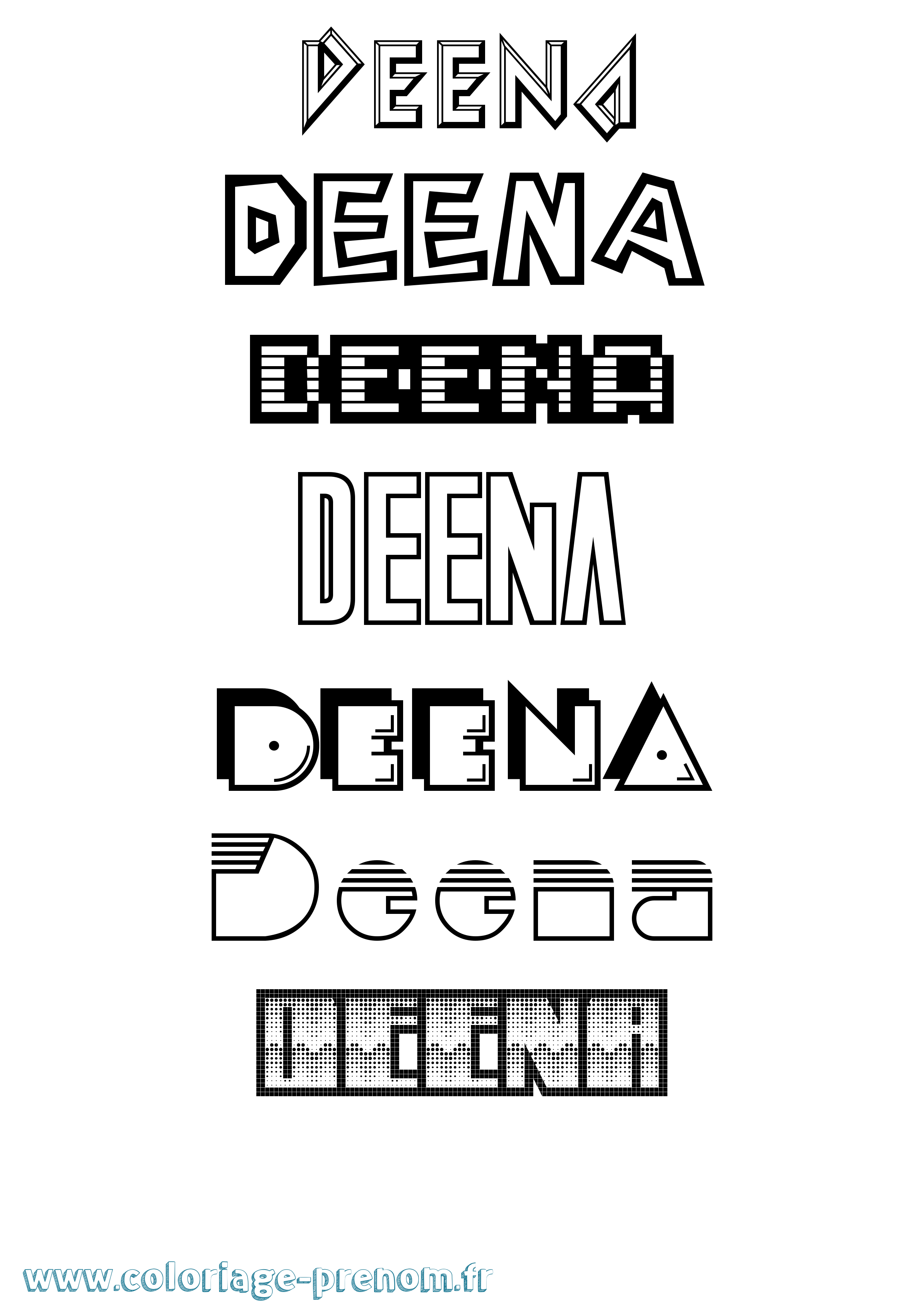 Coloriage prénom Deena Jeux Vidéos