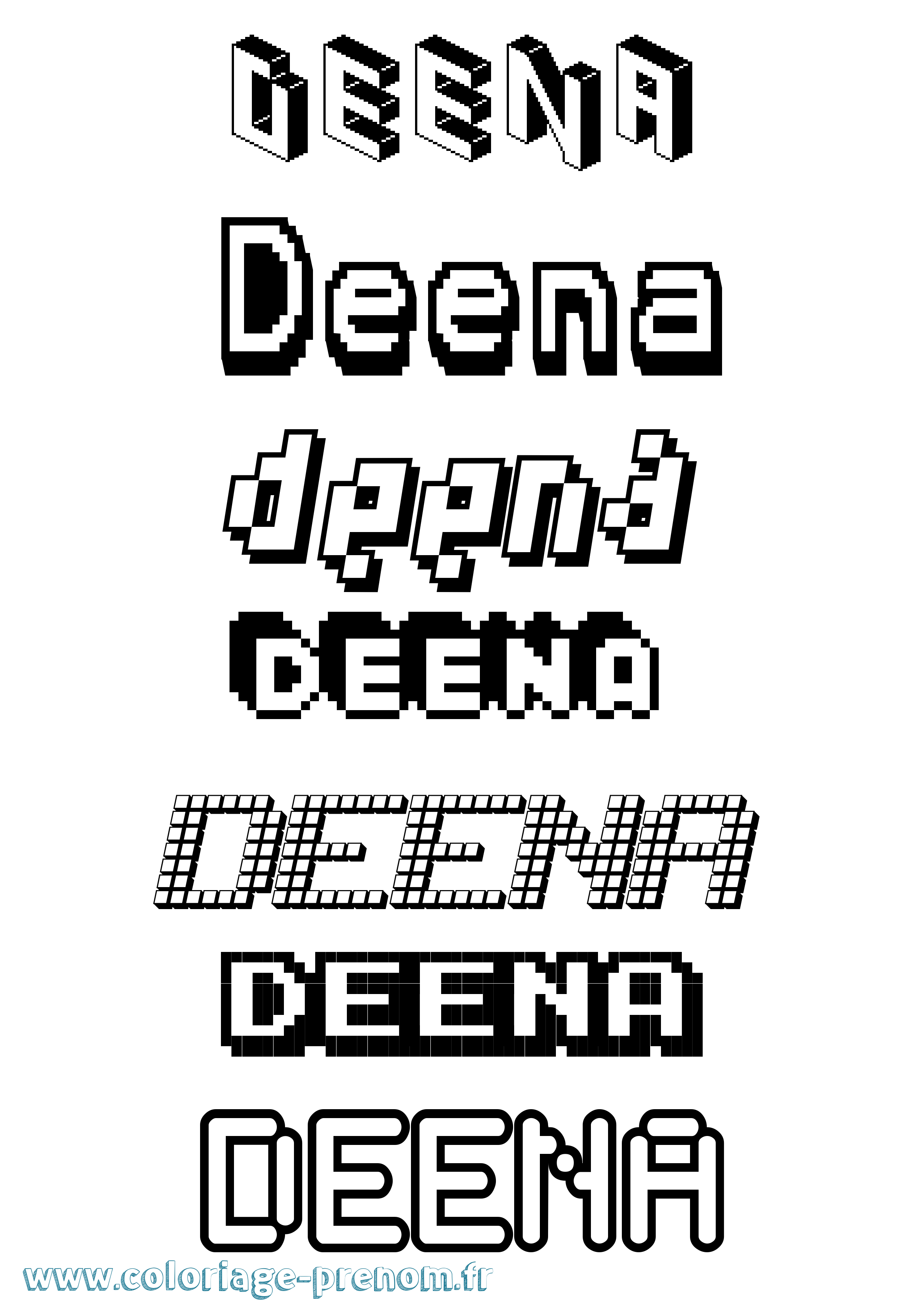 Coloriage Deena Pixel Coloriage prénom Deena Pixel