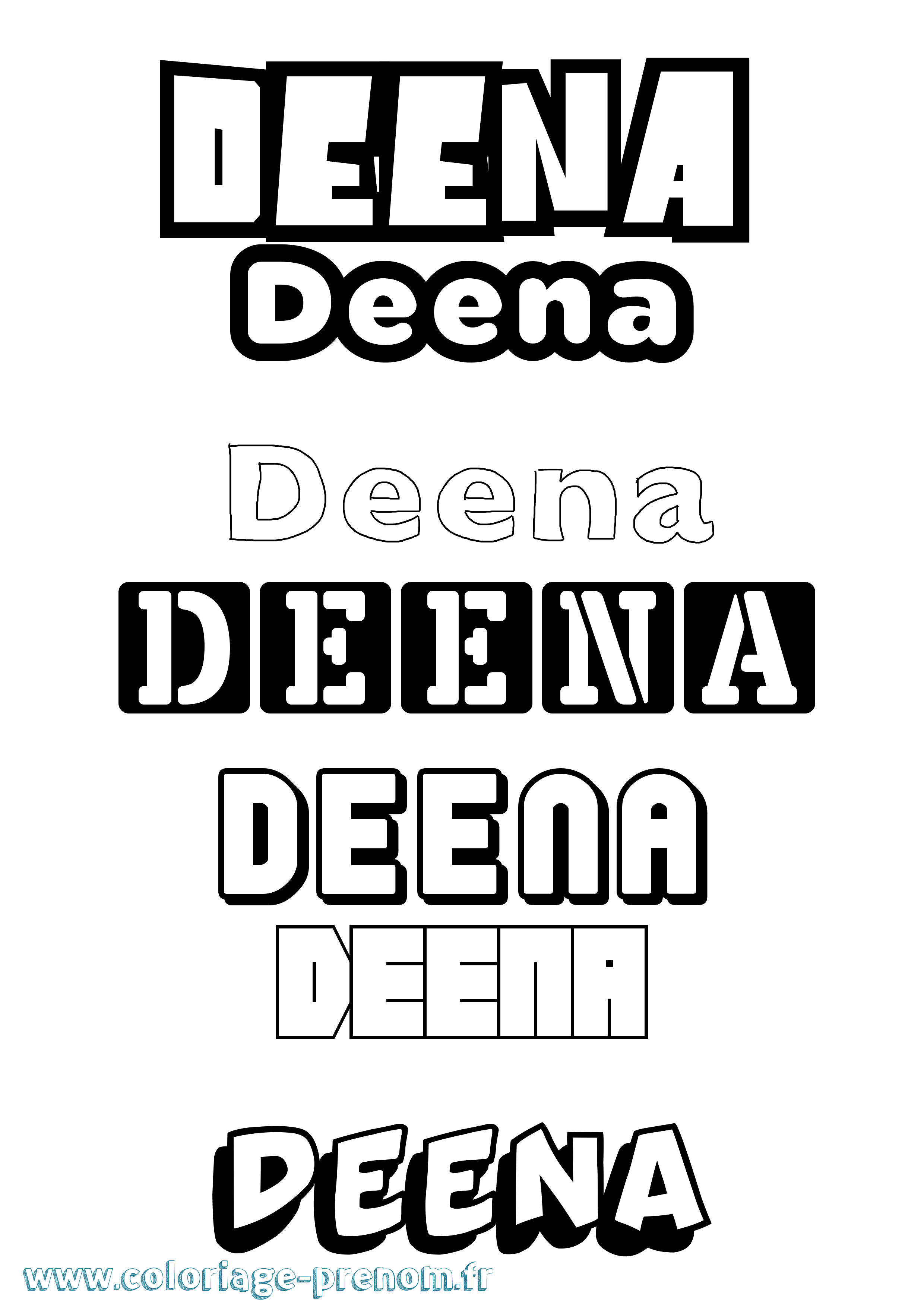 Coloriage Deena Simple Coloriage prénom Deena Simple