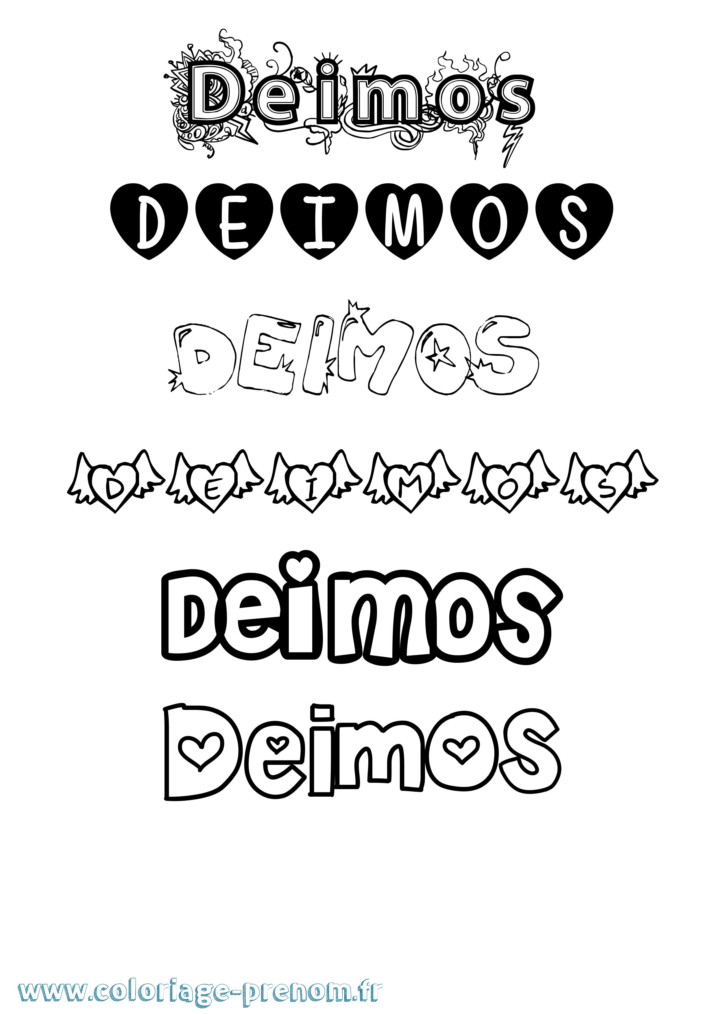 Coloriage Deimos Girly Coloriage prénom Deimos Girly
