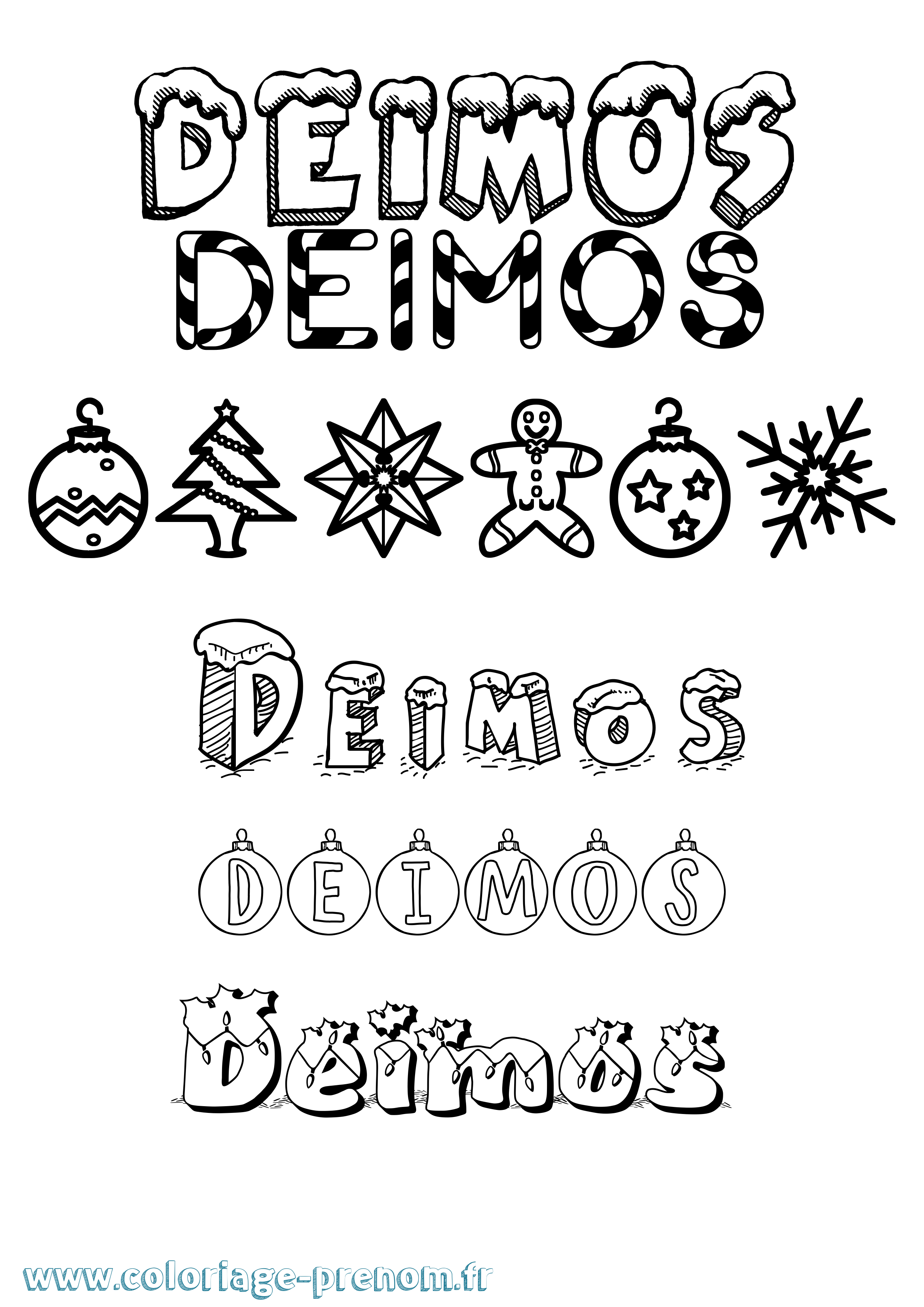 Coloriage Deimos Noël Coloriage prénom Deimos Noël