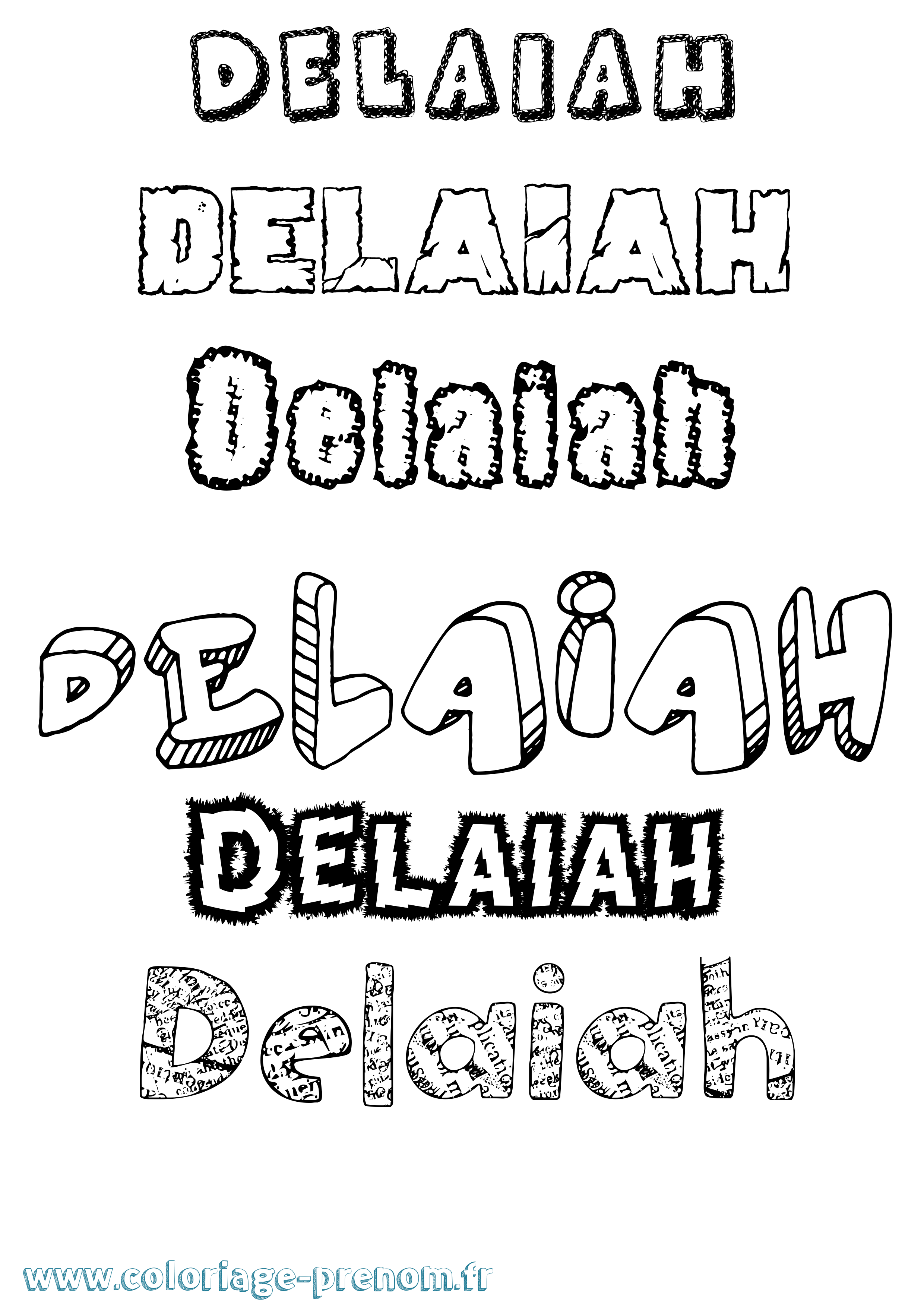 Coloriage prénom Delaiah Destructuré