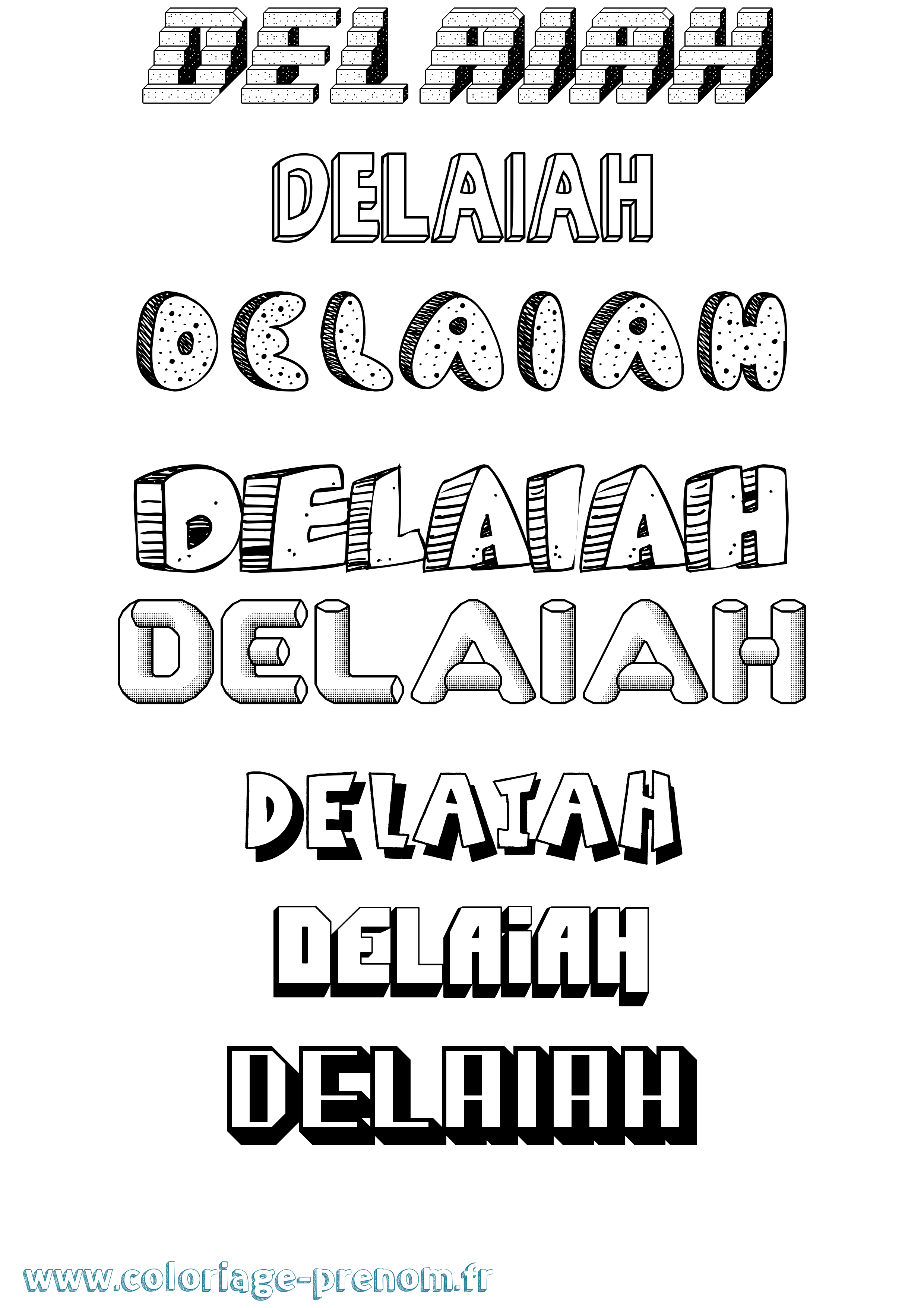 Coloriage prénom Delaiah Effet 3D