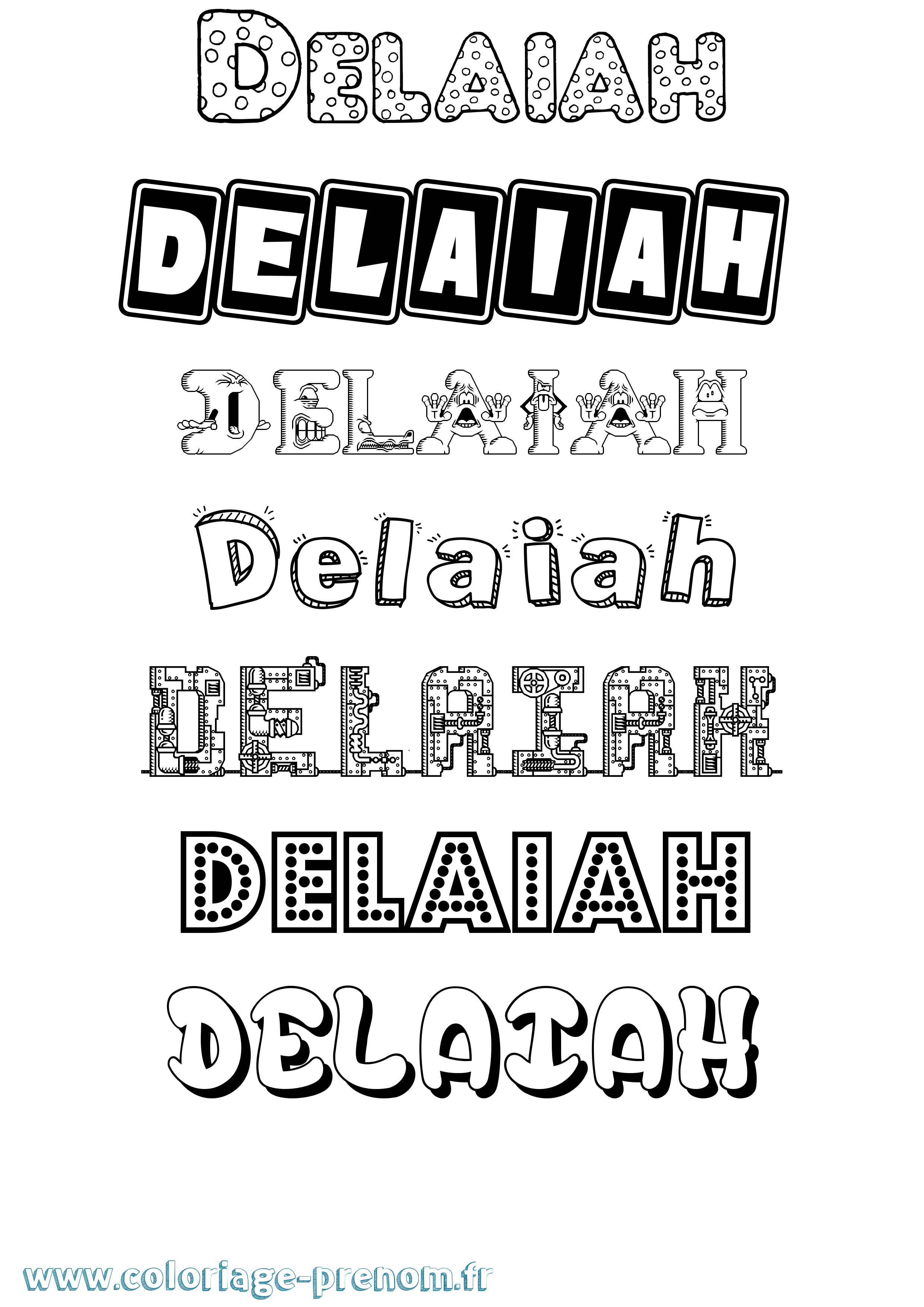 Coloriage prénom Delaiah Fun