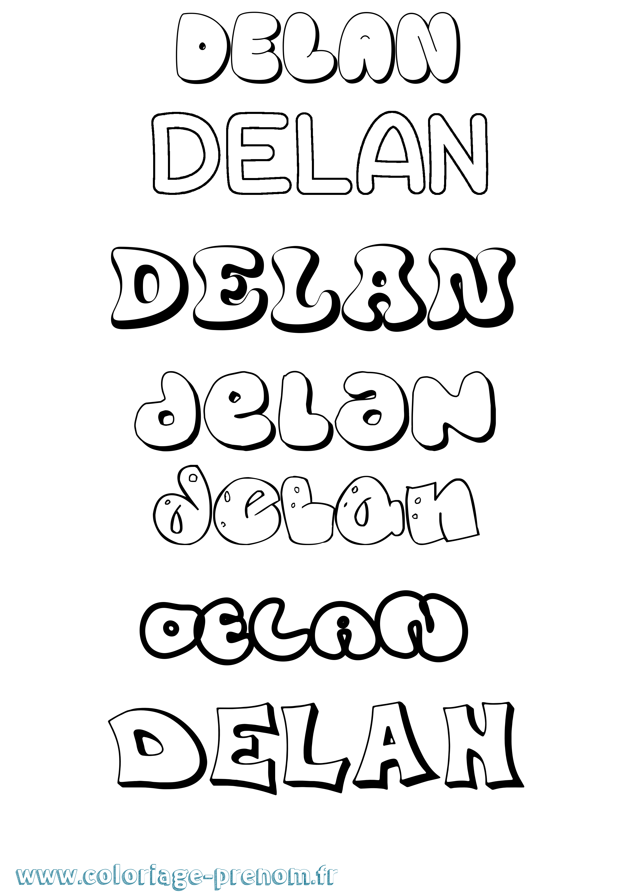 Coloriage Delan Bubble Coloriage prénom Delan Bubble
