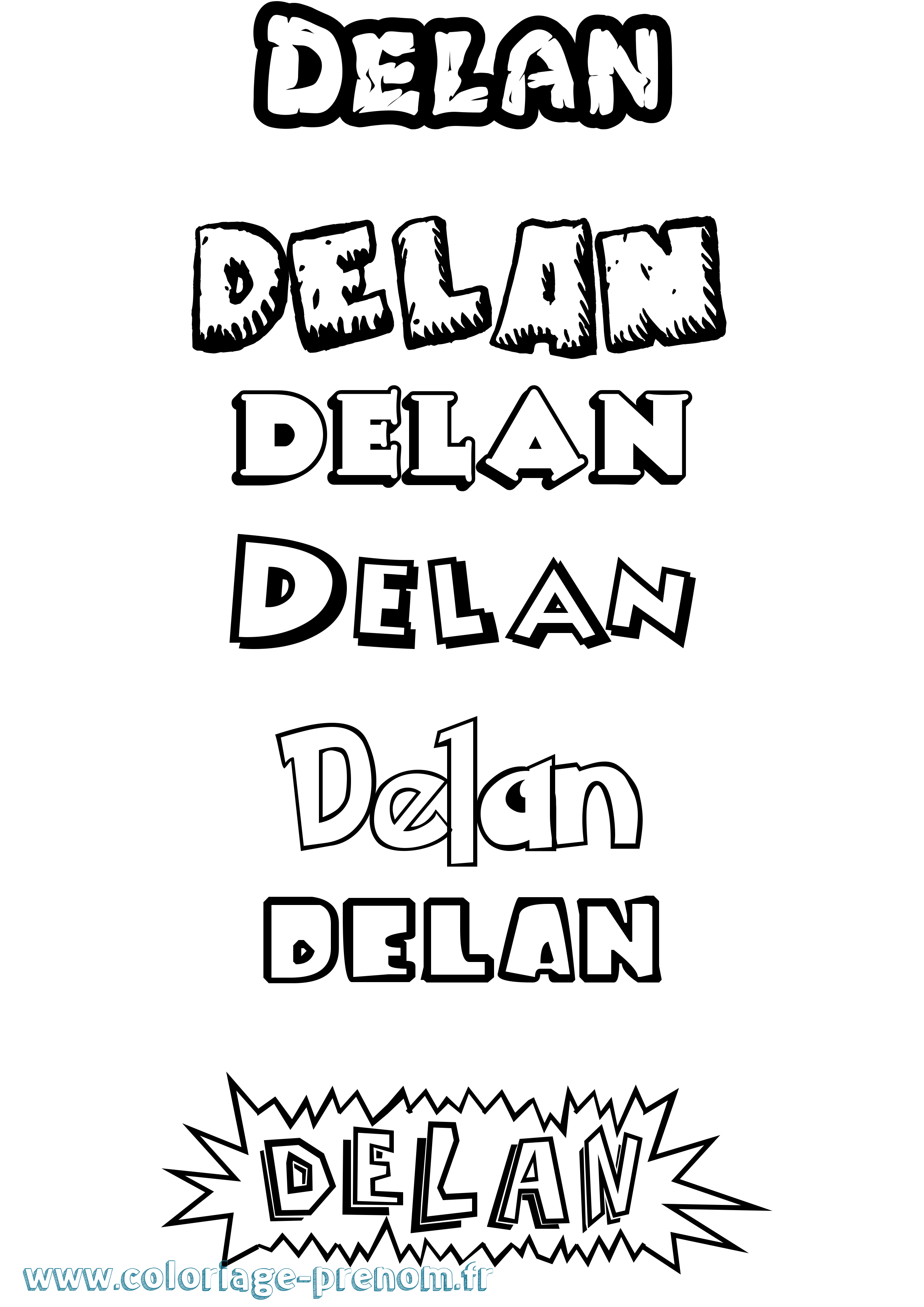 Coloriage prénom Delan Dessin Animé