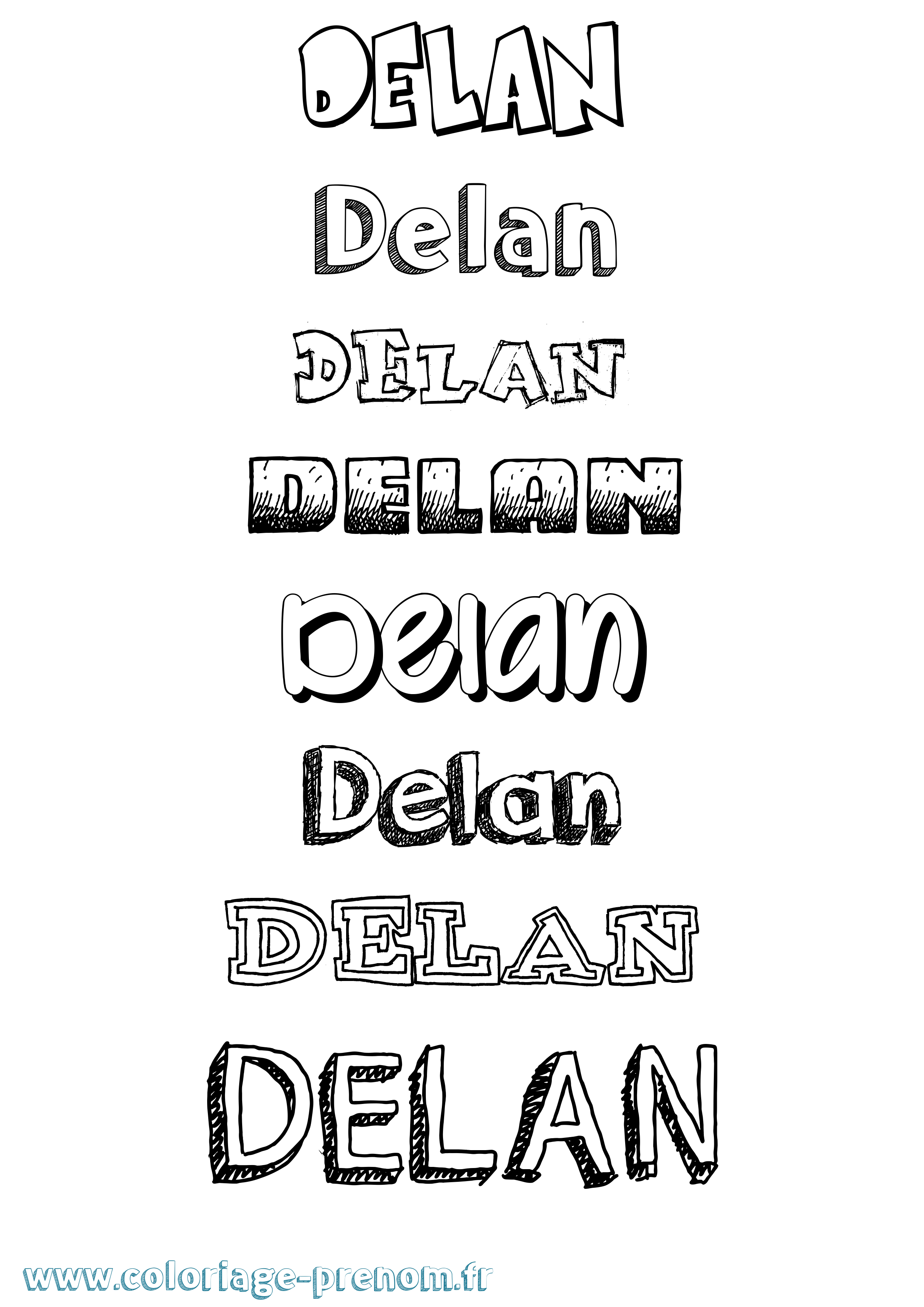 Coloriage Delan Dessiné Coloriage prénom Delan Dessiné