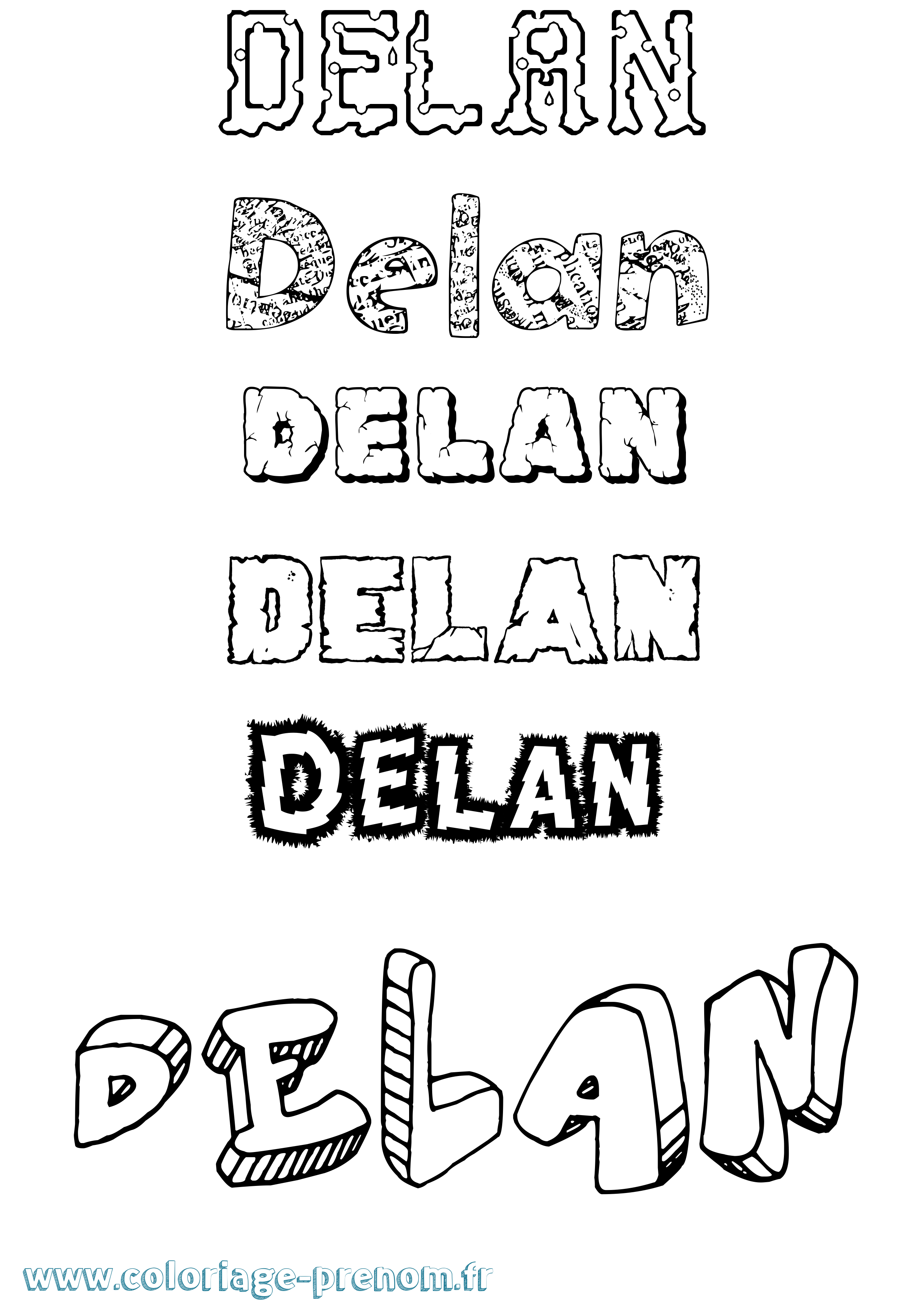 Coloriage Delan Destructuré Coloriage prénom Delan Destructuré