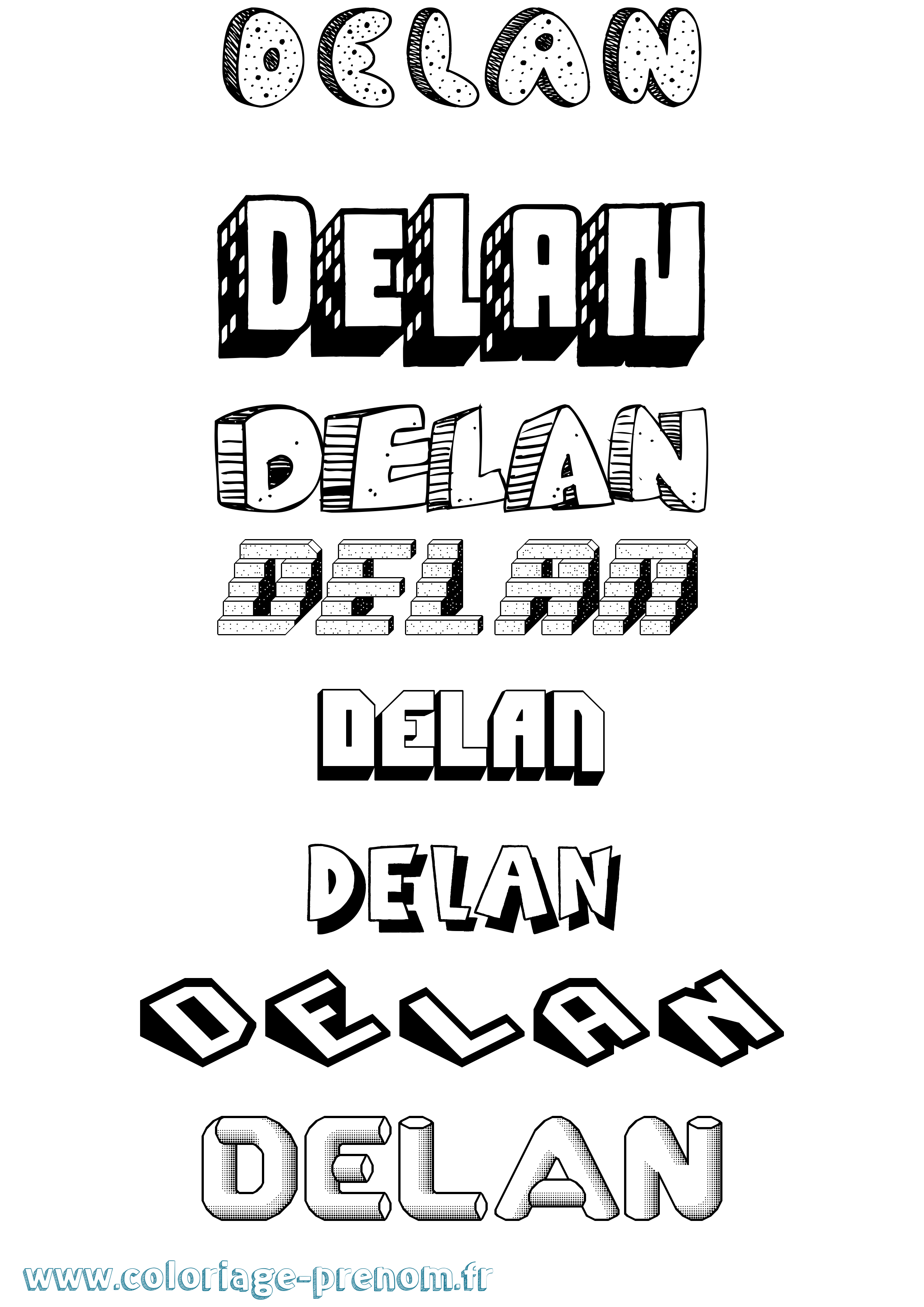 Coloriage Delan Effet 3D Coloriage prénom Delan Effet 3D