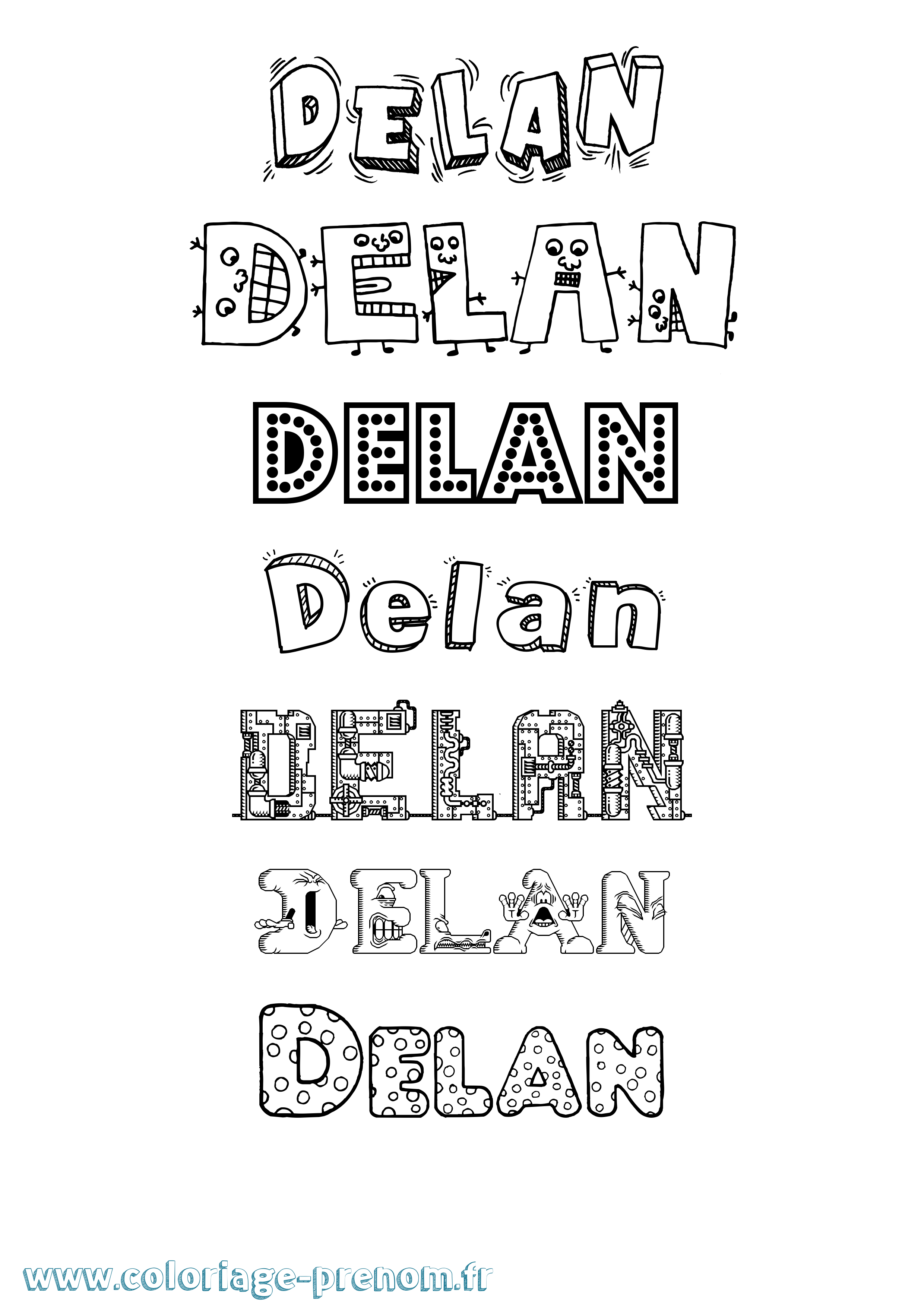 Coloriage Delan Fun Coloriage prénom Delan Fun
