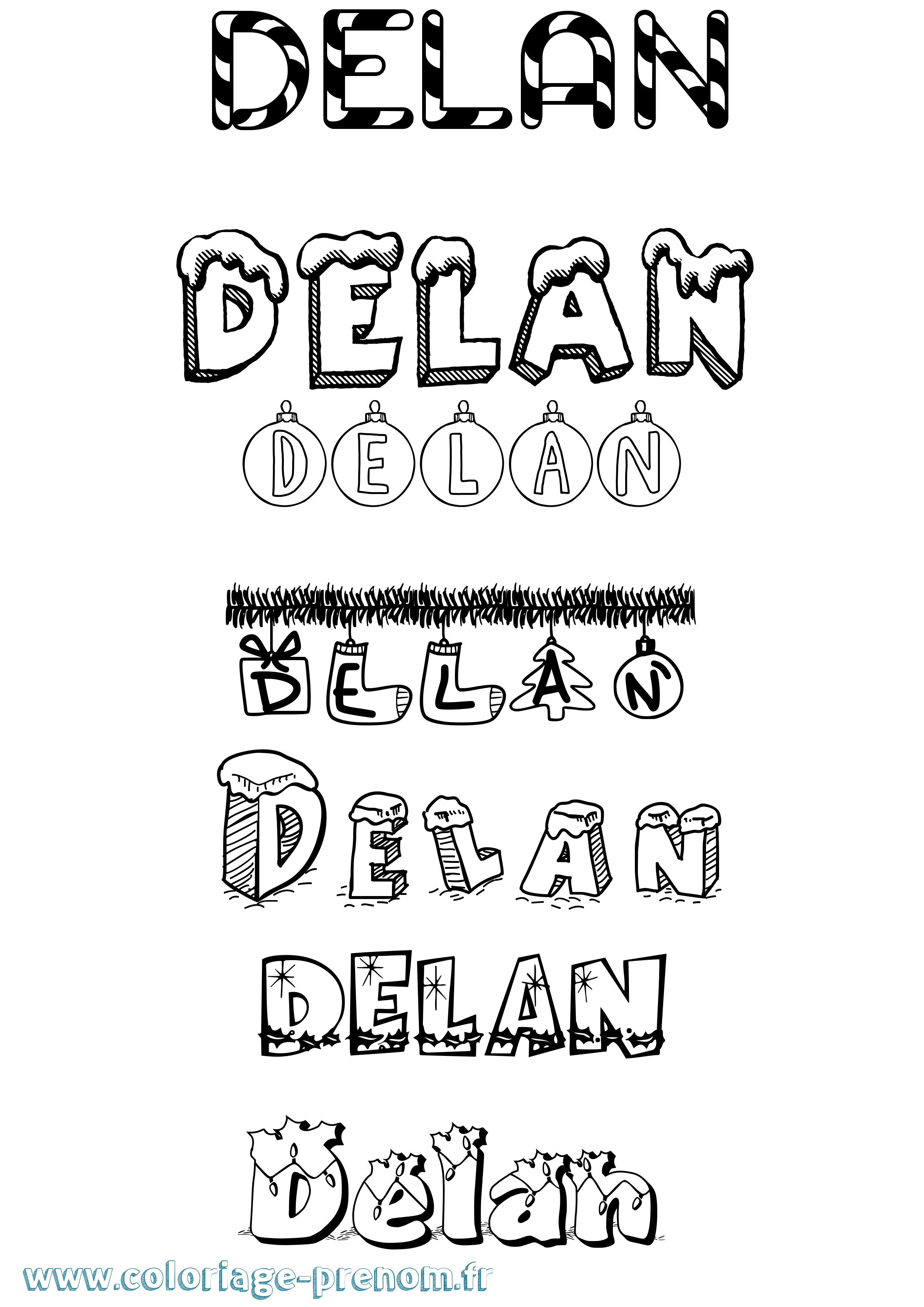 Coloriage Delan Noël Coloriage prénom Delan Noël